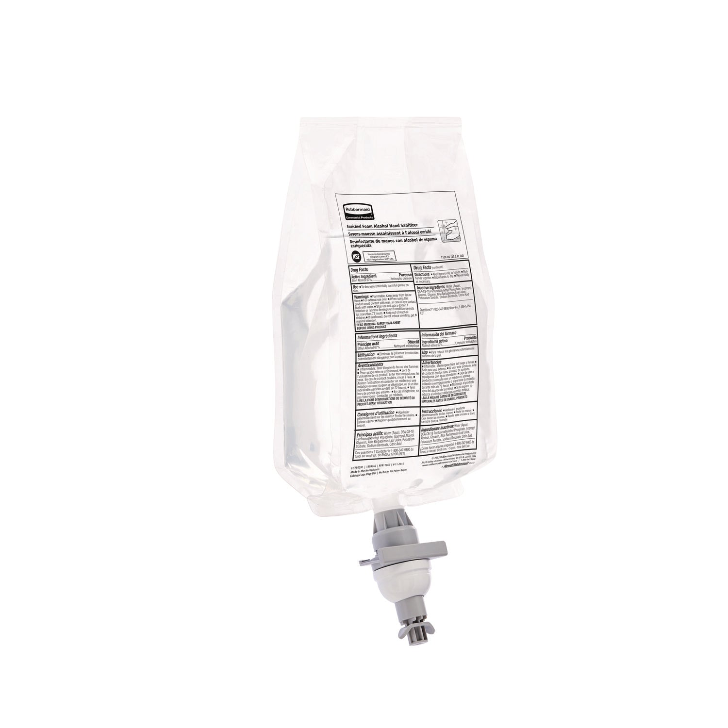 Fragrance-free Scent - 1.16 quart - Kill Germs - Hand - White Clear - Dye-free, Hygienic - 4 / Carton