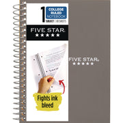 Mead College Ruled Notebook, 1 Subject, 80 Sheets, 4 3/8" x 7", Wire Bound, Assorted Poly/Plastic Cover, Durable, Water Resistant, Perforated, Pocket Divider, Spiral Lock, 1 Each