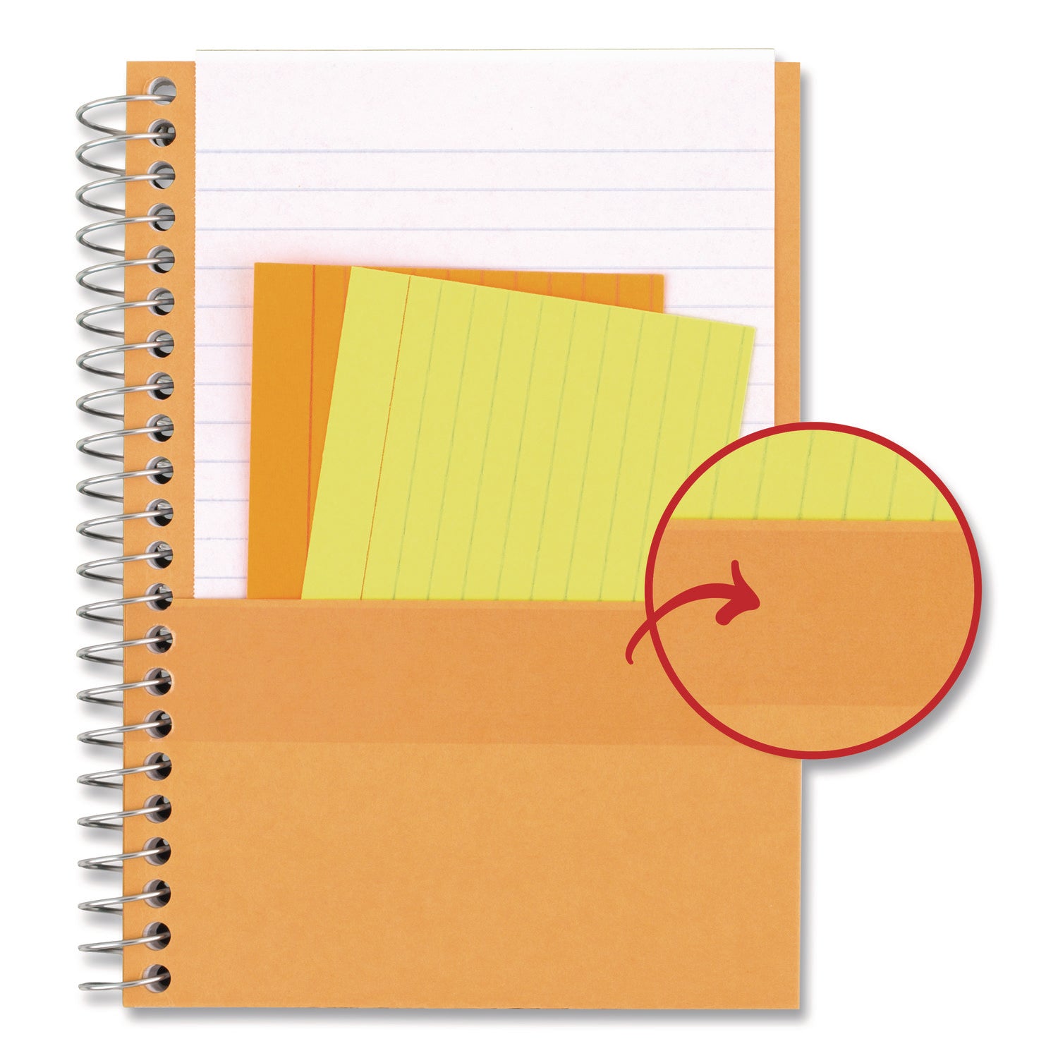 Mead College Ruled Notebook, 1 Subject, 80 Sheets, 4 3/8" x 7", Wire Bound, Assorted Poly/Plastic Cover, Durable, Water Resistant, Perforated, Pocket Divider, Spiral Lock, 1 Each