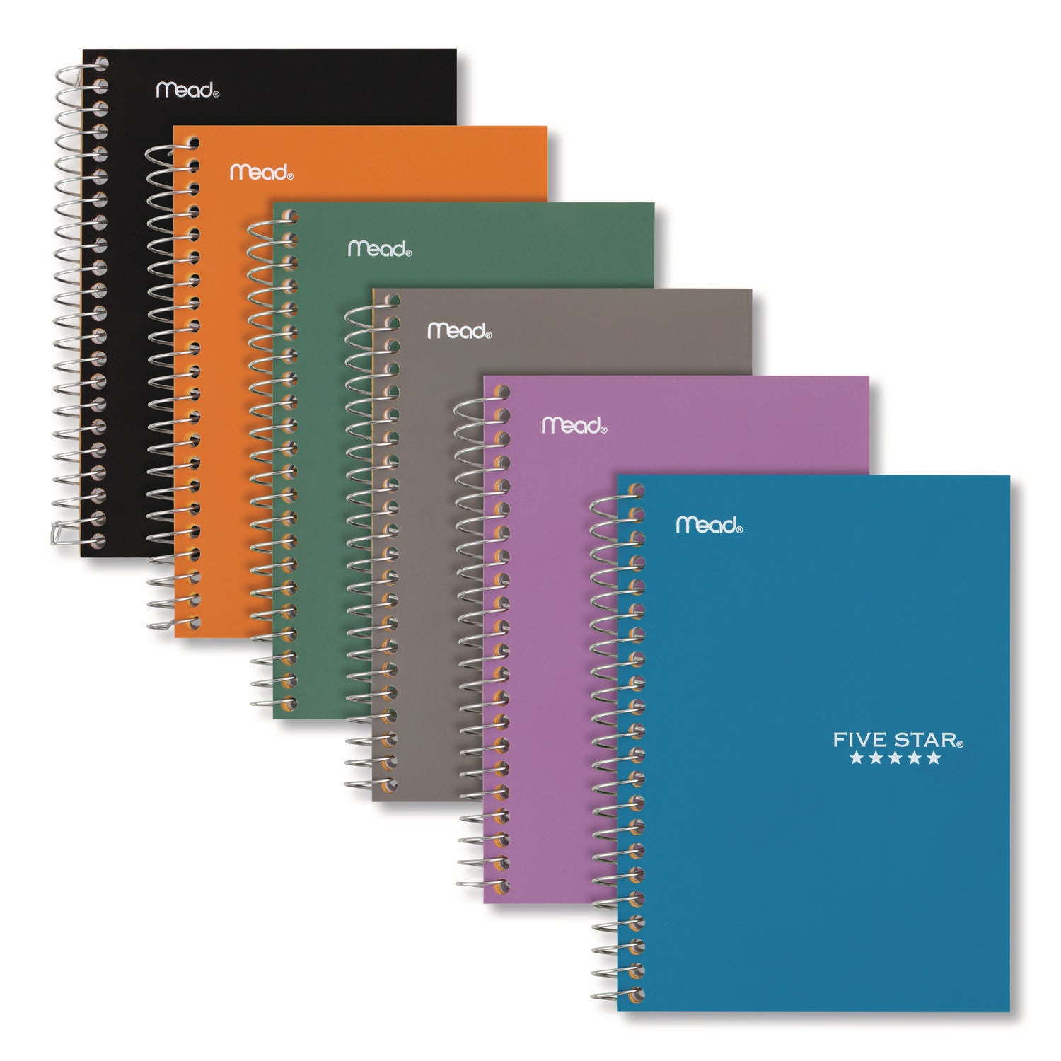 Mead College Ruled Notebook, 1 Subject, 80 Sheets, 4 3/8" x 7", Wire Bound, Assorted Poly/Plastic Cover, Durable, Water Resistant, Perforated, Pocket Divider, Spiral Lock, 1 Each