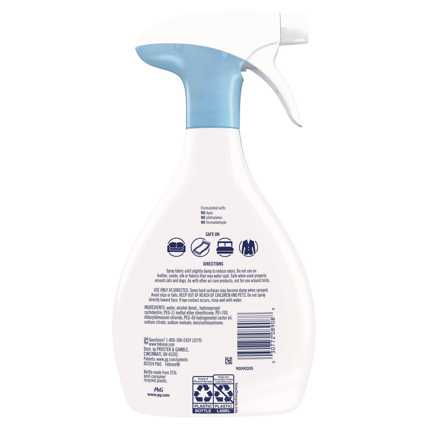 Febreze Fabric Refresher - For Household, Fabric, Home, Clothing, Upholstery, Carpet, Window - Spray - 23.6 fl oz (0.7 quart) - Scent-free, Unscented, Dye-free, Phthalate-free, Formaldehyde-free, Non-flammable - White - 1 Bottle
