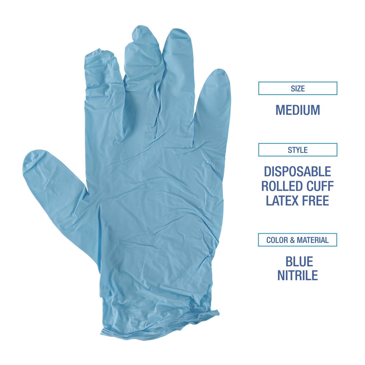Disposable Examination Nitrile Gloves, Medium, Blue, 5 mil, 1,000/Carton