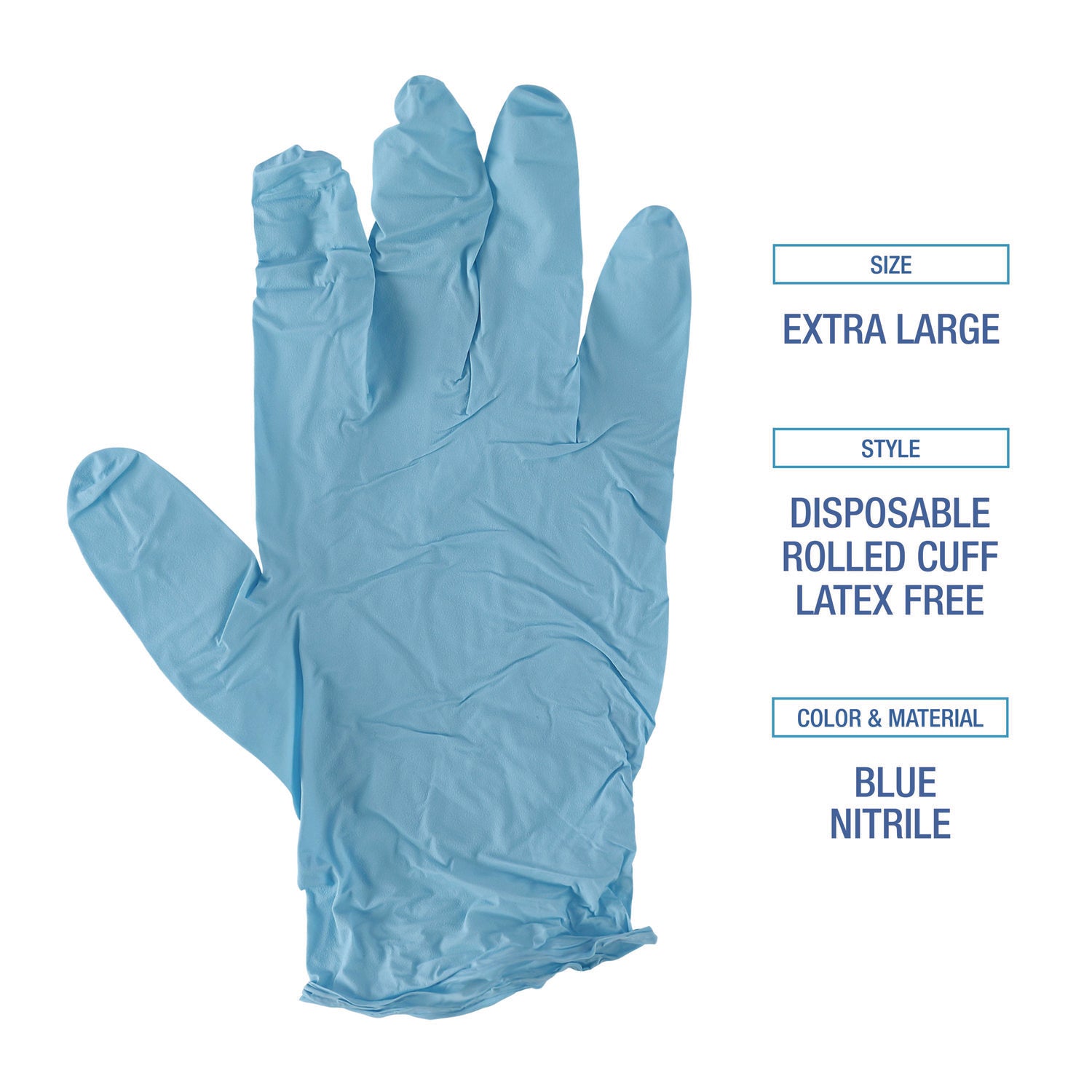Disposable Examination Nitrile Gloves, X-Large, Blue, 5 mil, 100/Box