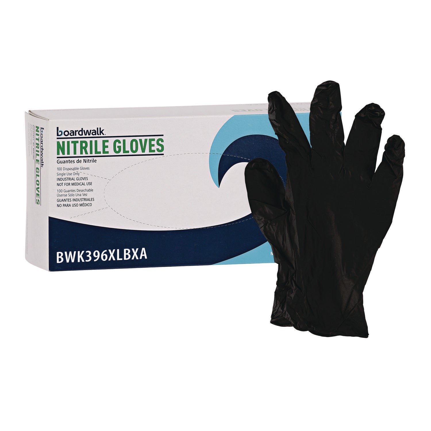 Disposable General-Purpose Powder-Free Nitrile Gloves, X-Large, Black, 4.4 mil, 100/Box, 10 Boxes/Carton