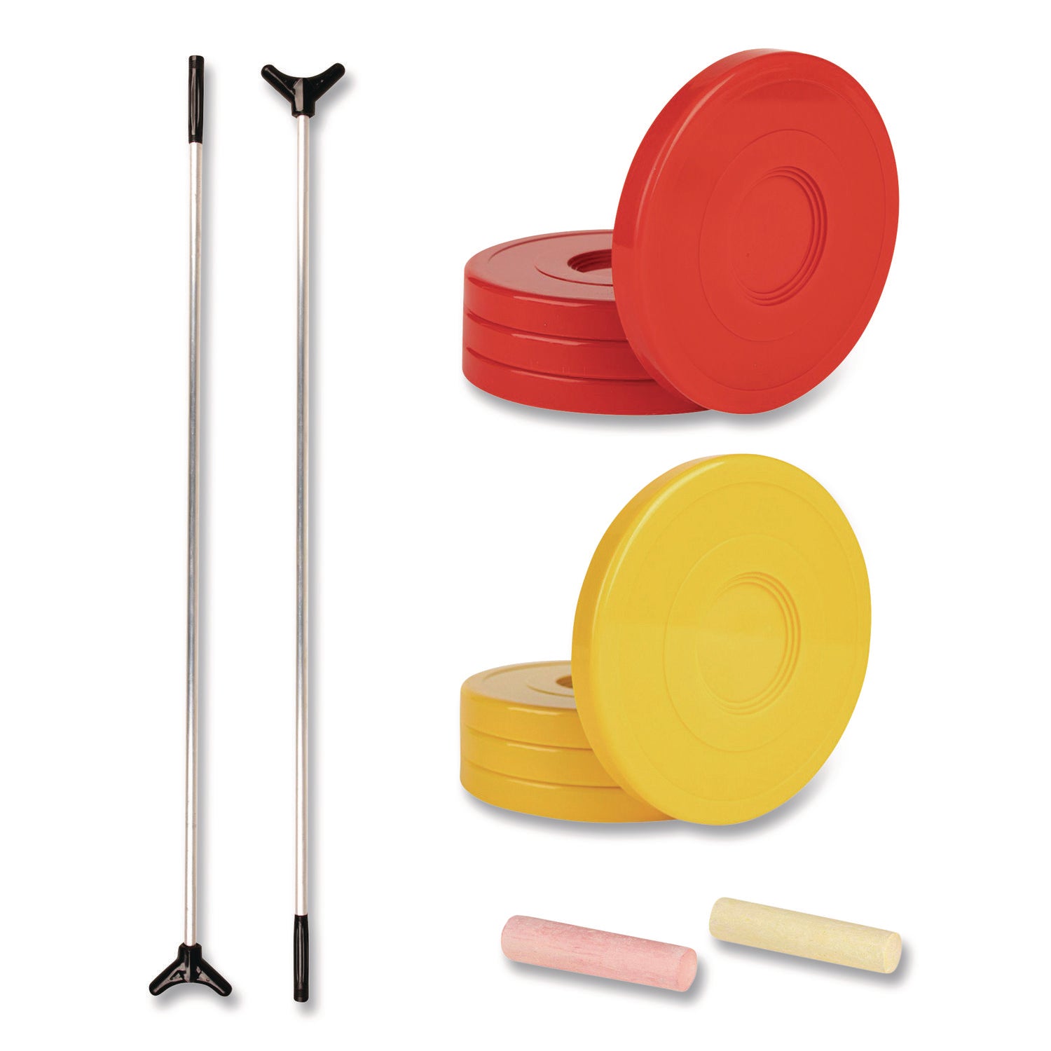 Economy Shuffleboard Set, 15-ft Court, Four 51" Cues, Eight Discs