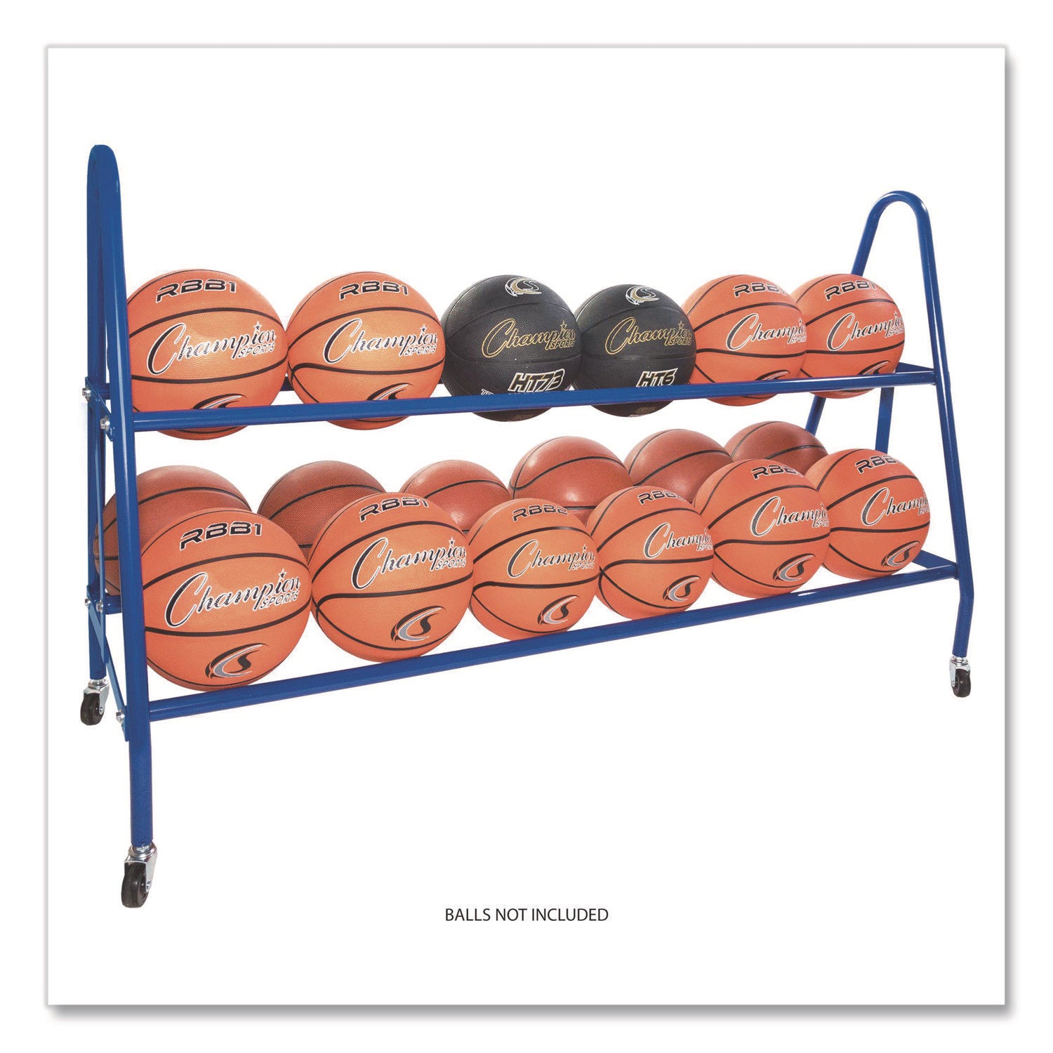 Heavy-Duty Deluxe Ball Cart, Metal, 132 lb Capacity, 17.5 x 59 x 35.75, Blue