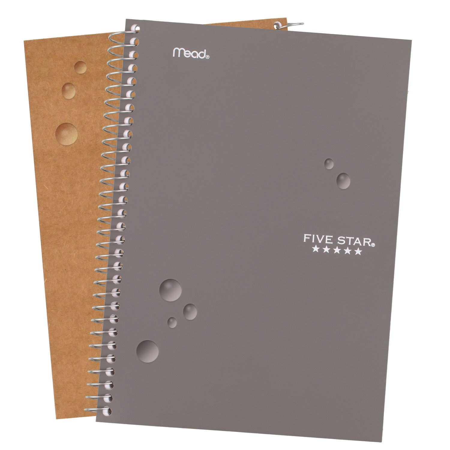 Mead College Ruled Notebook, 5 Subjects, 150 Sheets, 6" x 9.5", Spiral, Assorted Plastic Cover, 1 Each
