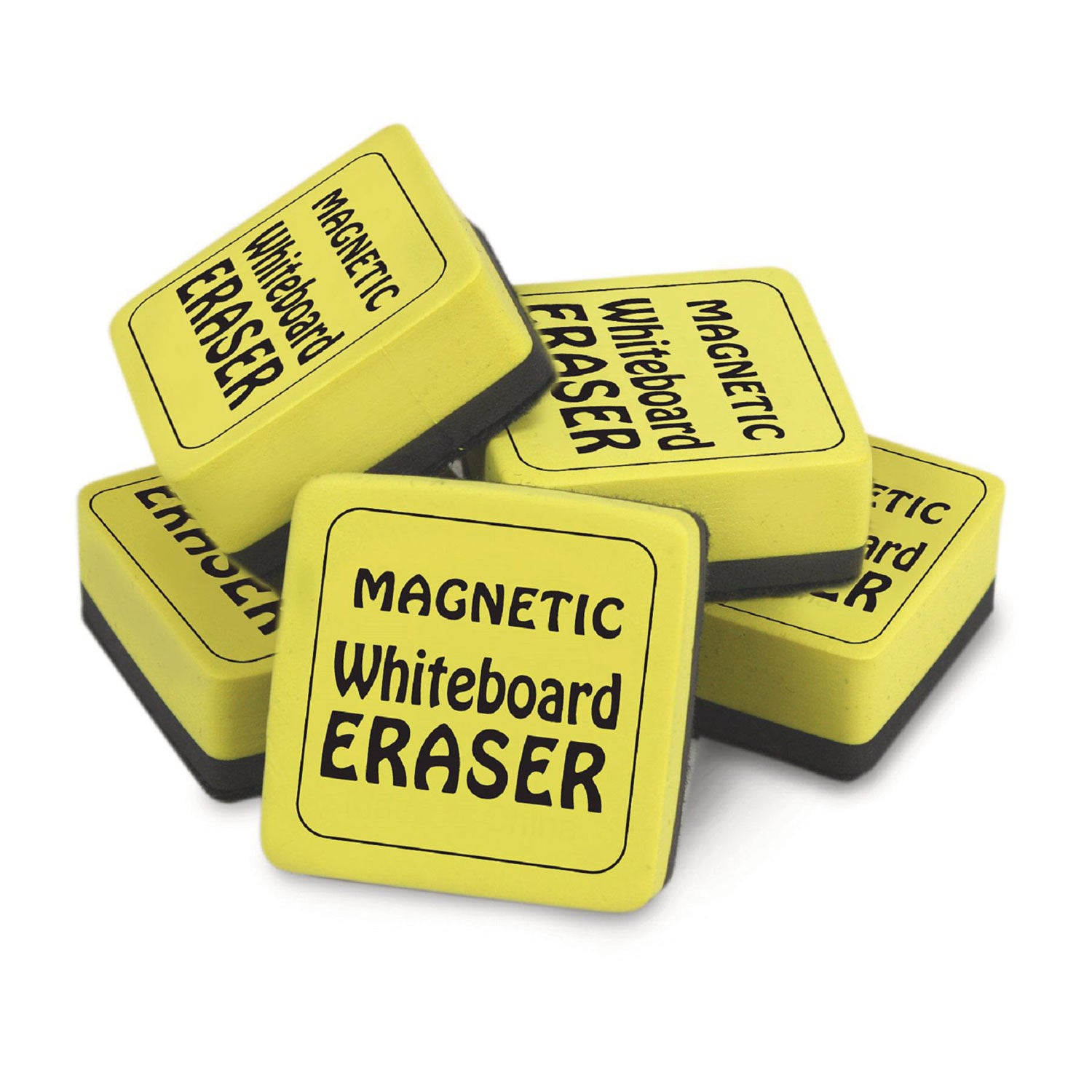 Magnetic Whiteboard Eraser, 2" x 2", Yellow, Pack of 12