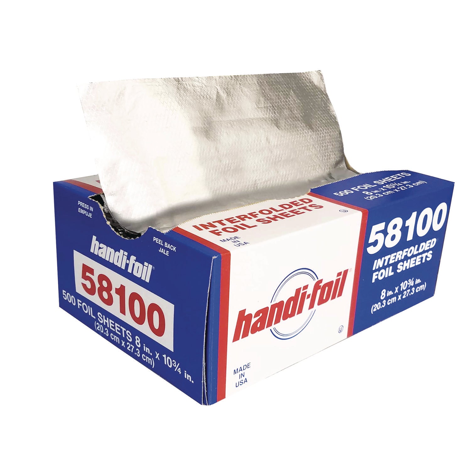 Interfolded Foil Sheets, 55 Gauge, 8 x 10.75, 500/Box, 6 Boxes/Carton