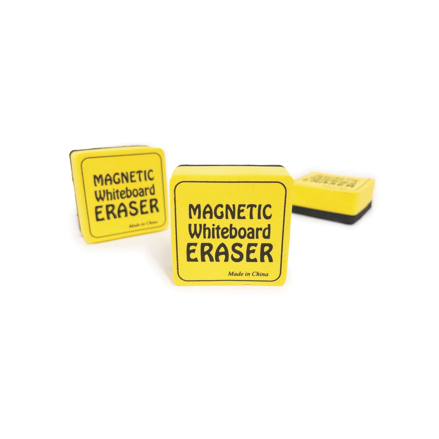 Magnetic Whiteboard Eraser, 2" x 2", Yellow, Pack of 12