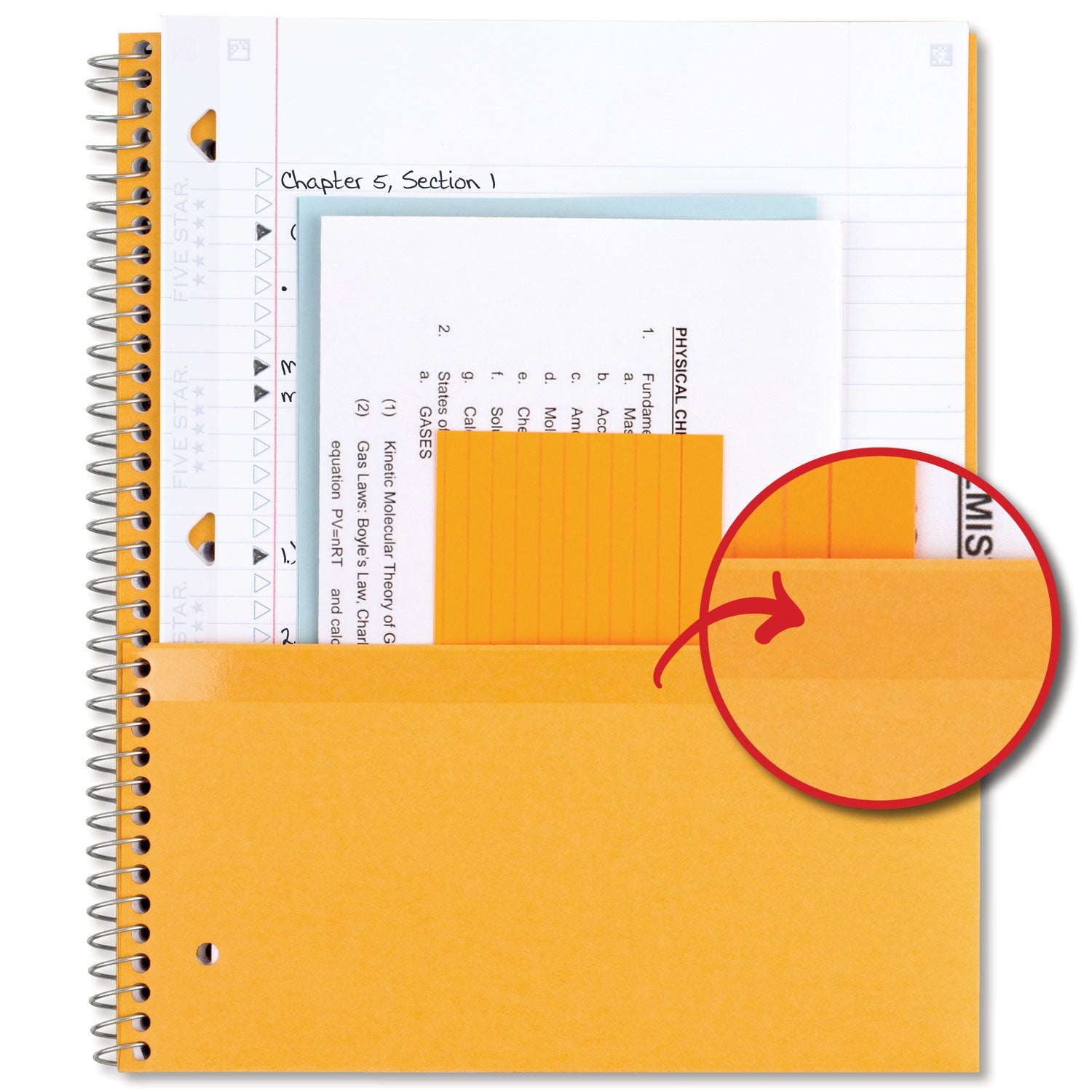 Mead Five Star 3-Subject Spiral Notebook, 150 Sheets, 300 Pages, 11" x 8.5", College Ruled, Assorted Durable Plastic/Paperboard Covers, Wire Bound, 3-Hole Punched, 6 Pack