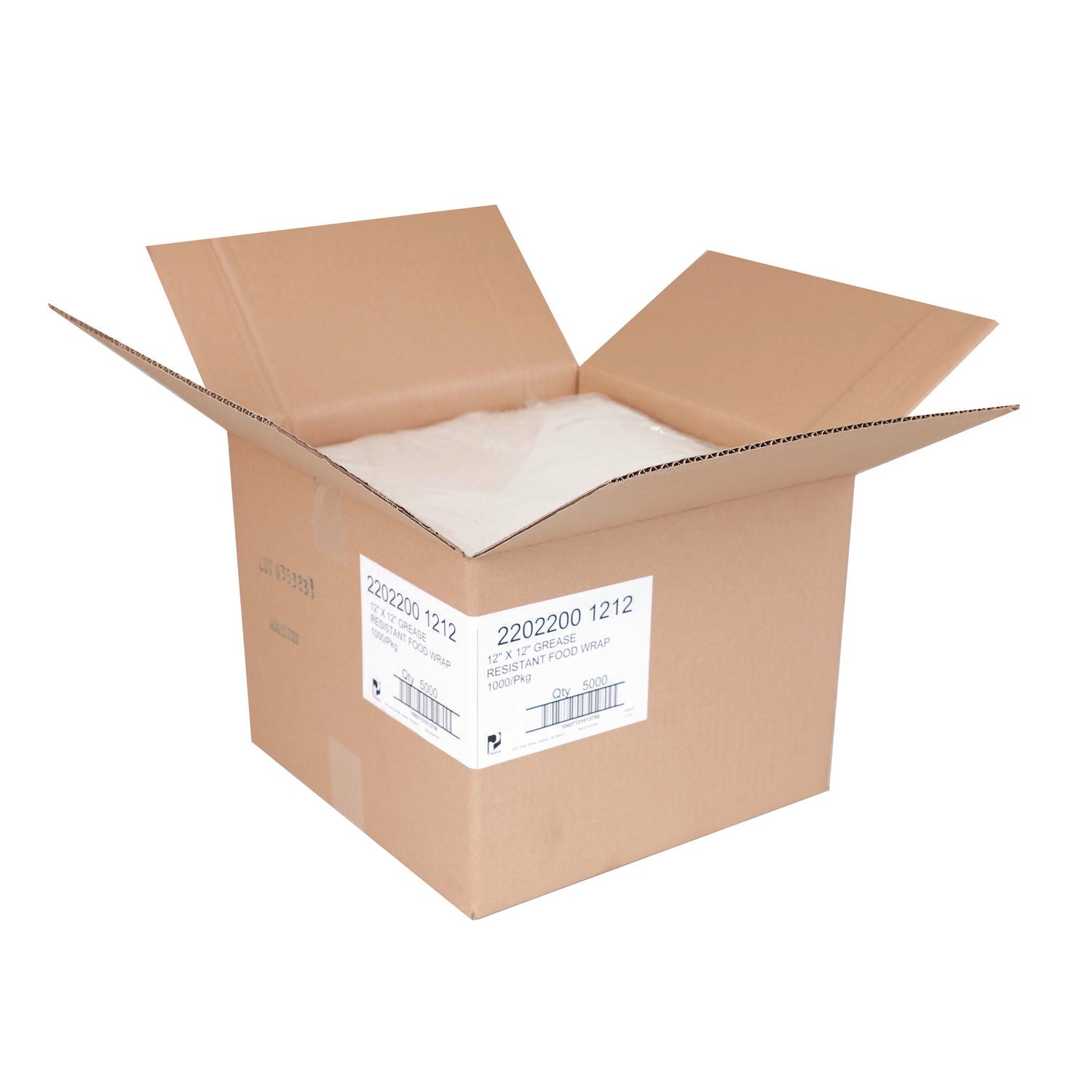 Grease-Resistant Food Wrap, 12 x 12, White, 5,000/Carton
