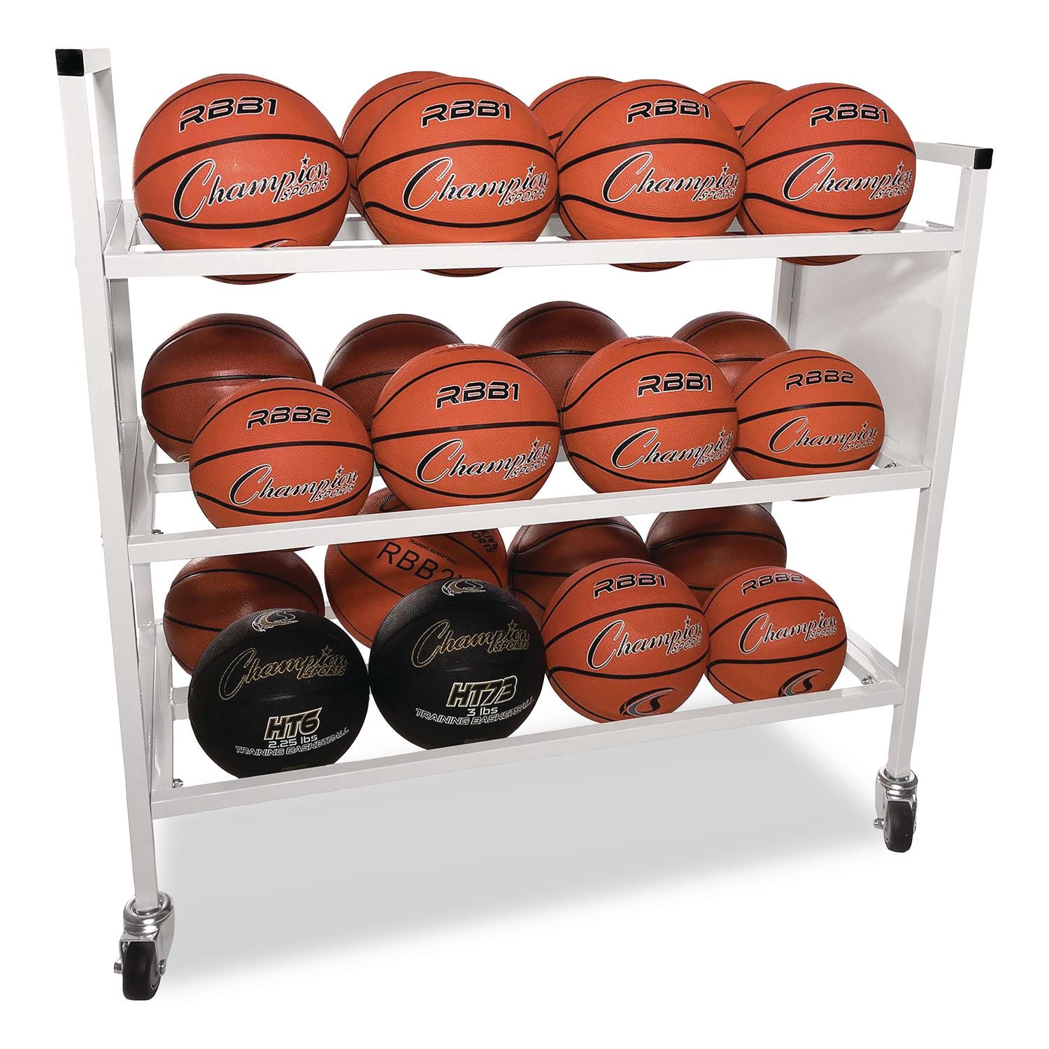 Double Wide Cart, Fits Approximately 24 Balls, Metal, 20" x 42" x 44", White