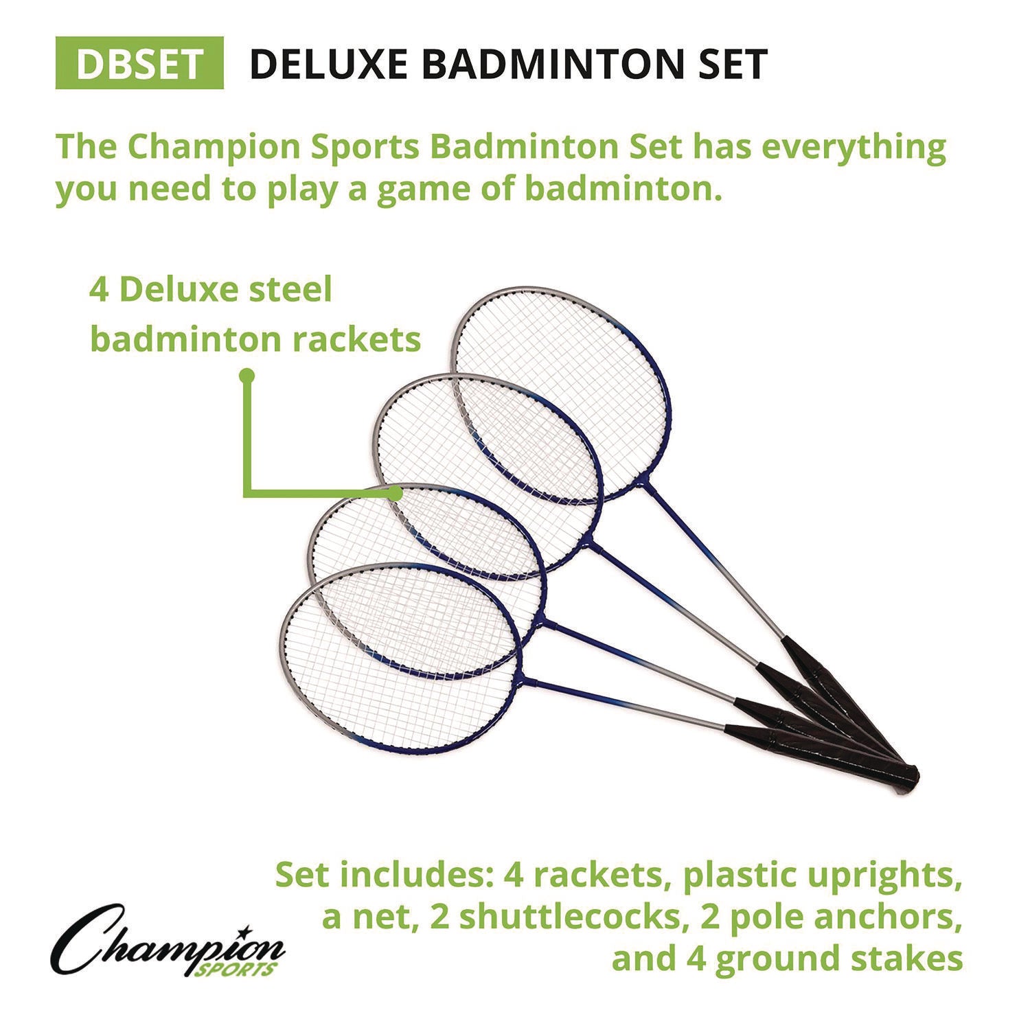 Deluxe Badminton Set, 20 ft Net with 4 Rackets, 2 Shuttlecocks