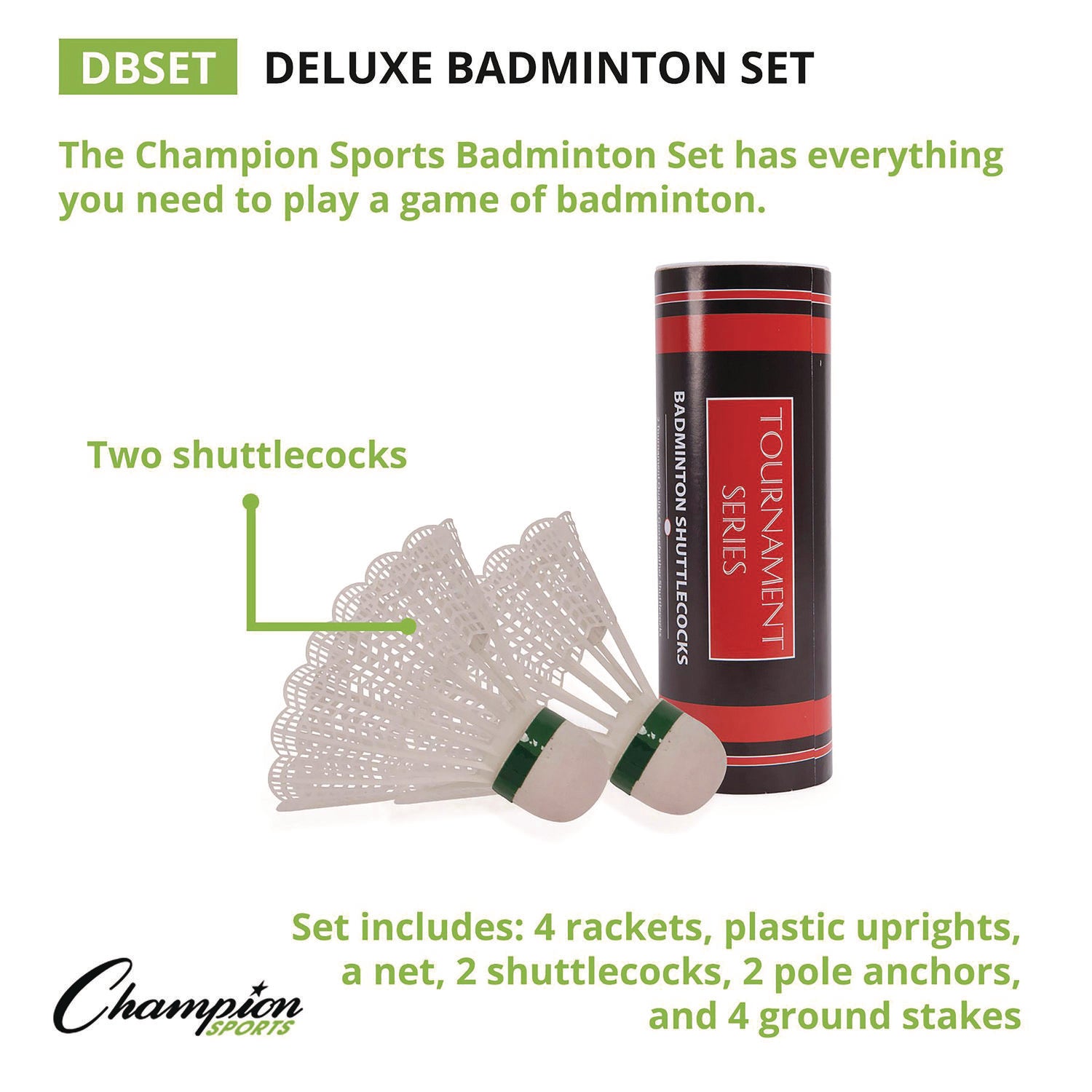 Deluxe Badminton Set, 20 ft Net with 4 Rackets, 2 Shuttlecocks