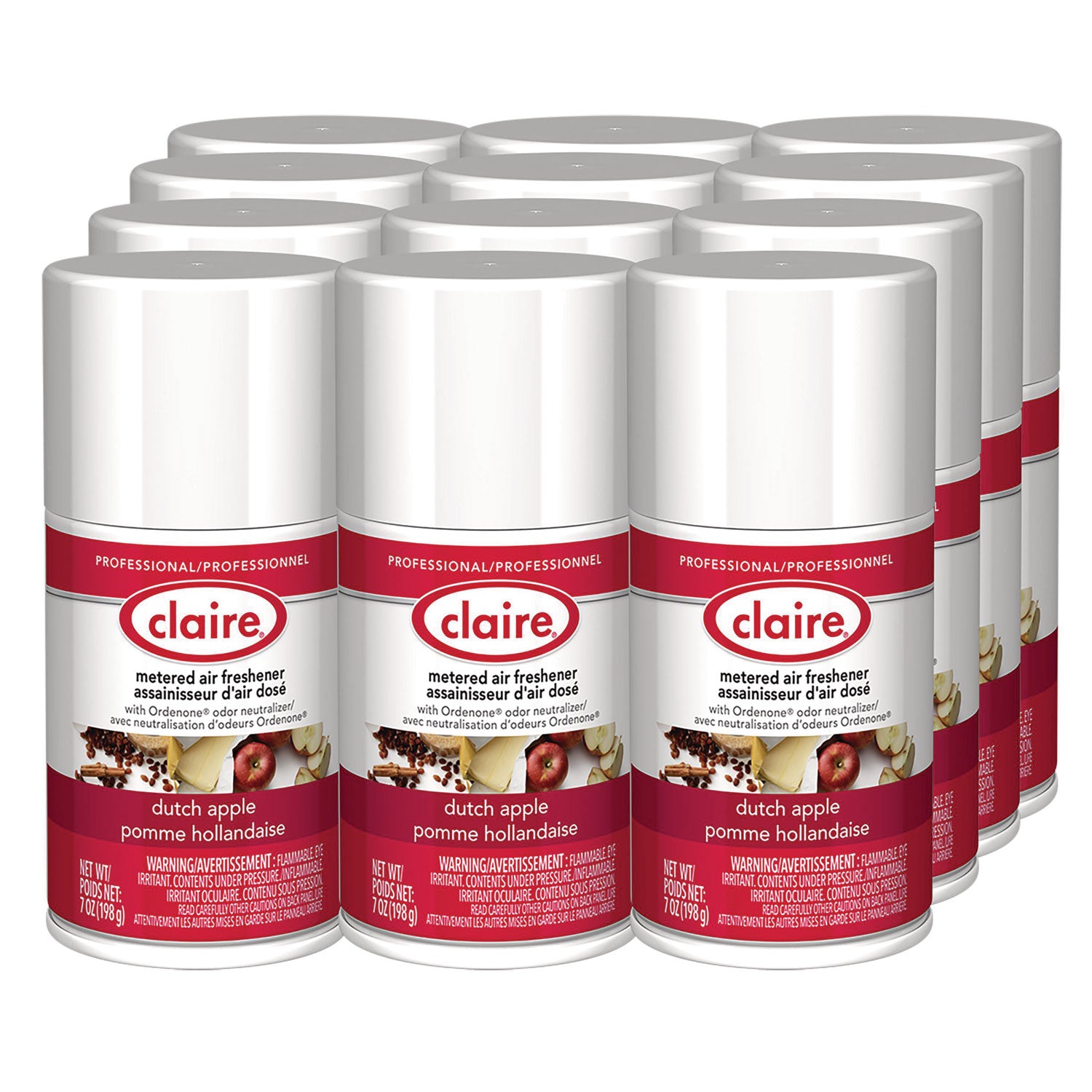 Metered Air Freshener, Apple Scent, 7 oz Aerosol Spray, 12/Carton