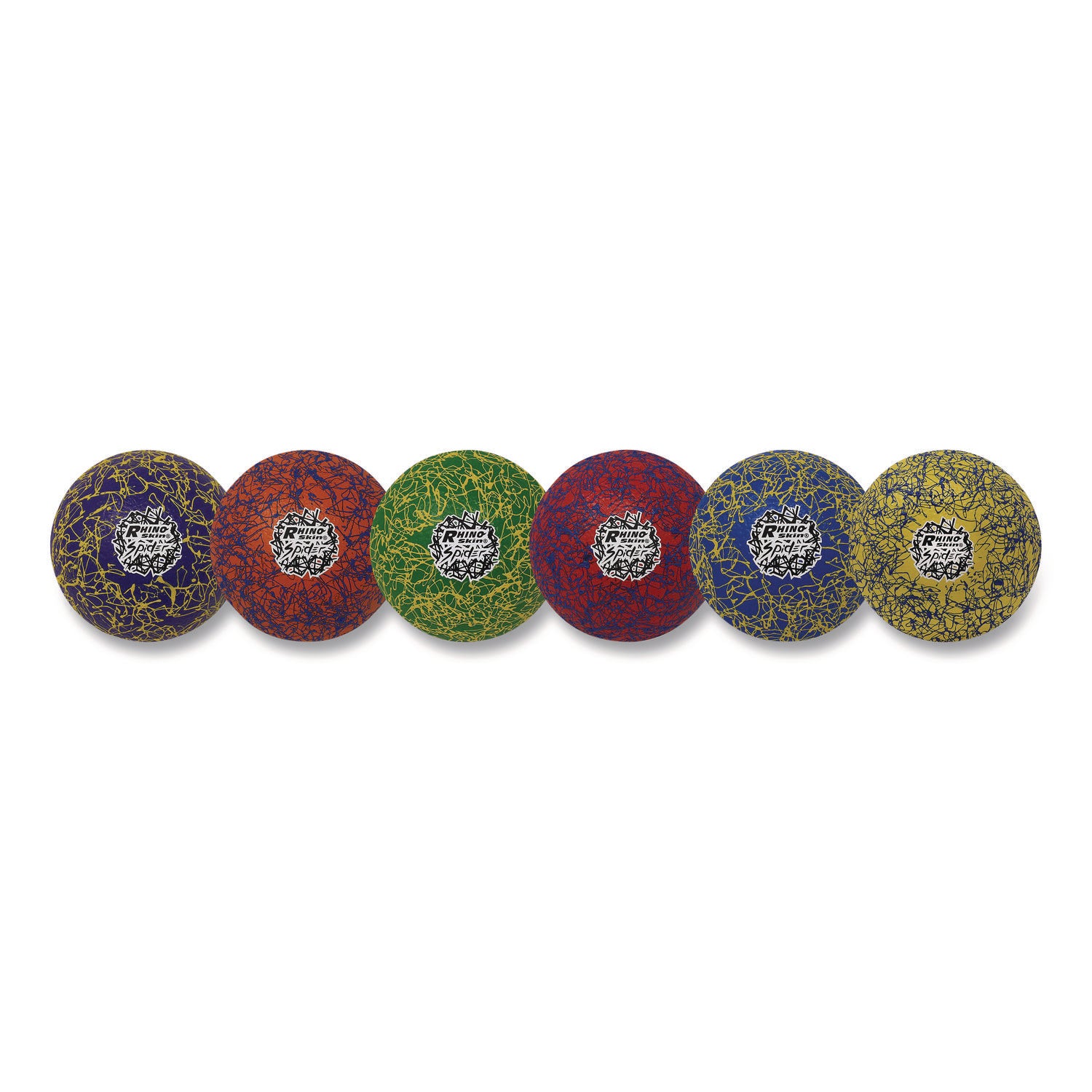 Rhino Skin Spider Dodgeball Set, 6.3" Diameter, Assorted Colors, 6/Set