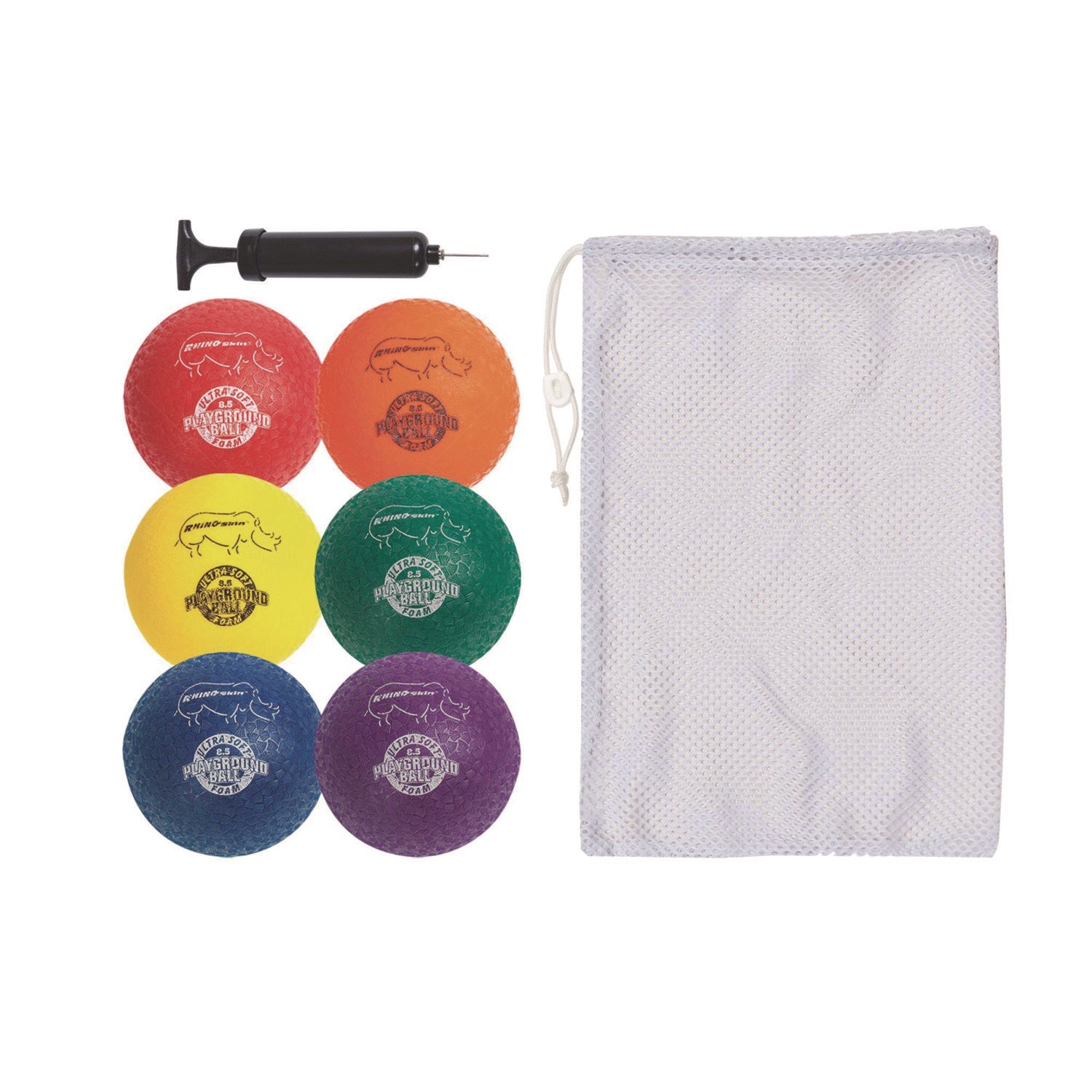 Rhino Soft Playground Ball Set, 8.5" Diameter, Assorted Colors, 6/Set