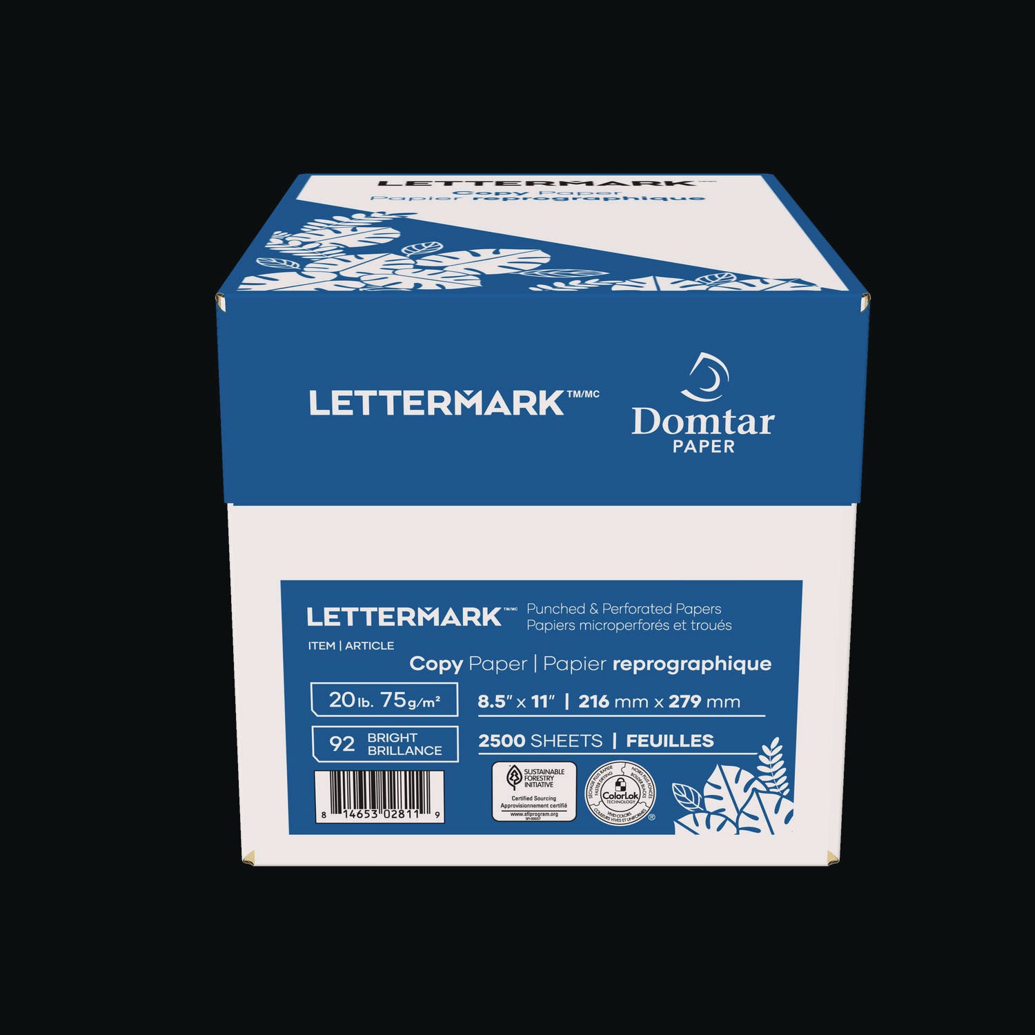 92 Brightness - Letter - 8 1/2" x 11" - 24 lb Basis Weight - Sustainable Forestry Initiative (SFI) - Micro Perforated, ColorLok Technology, Elemental Chlorine-free, Acid-free - White - 500 Sheets per Ream - 500 / Ream