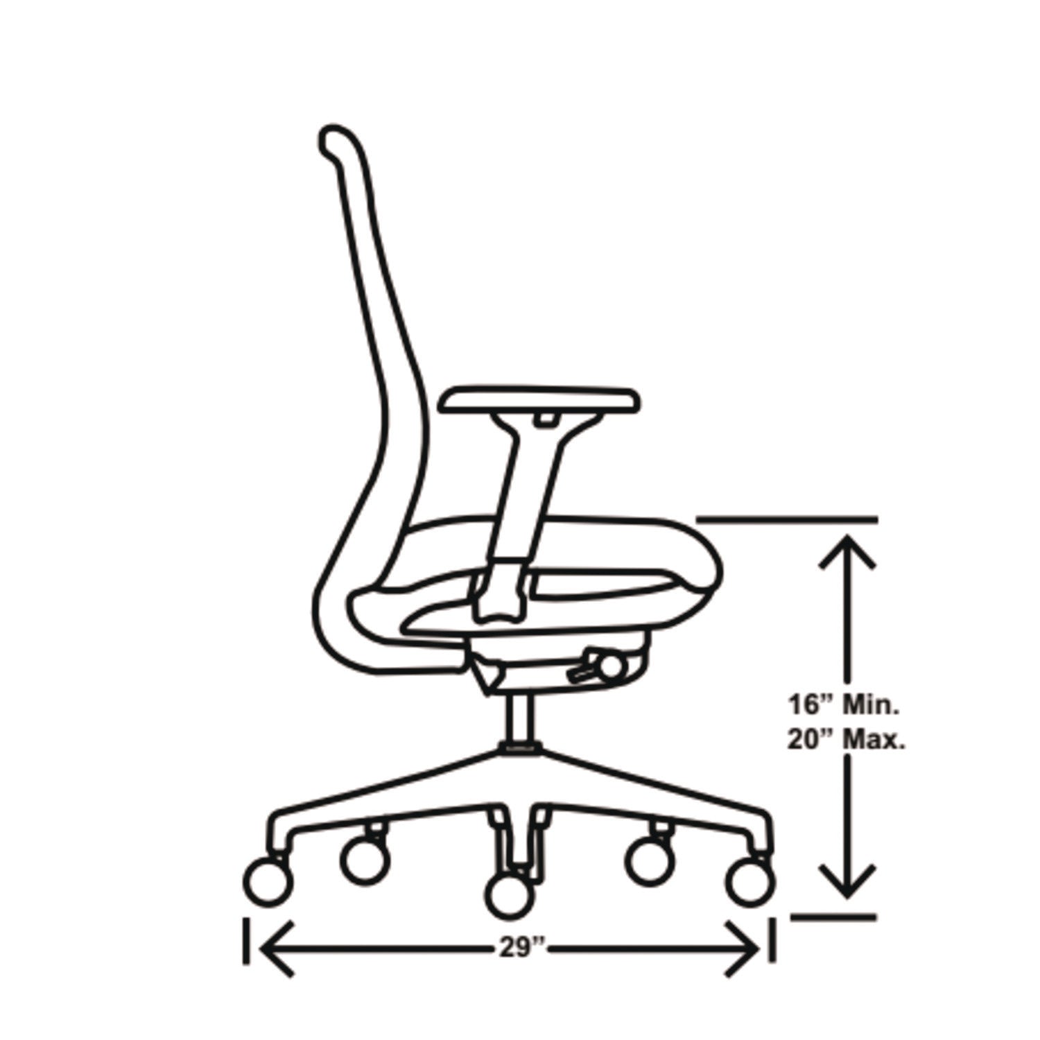 HON Flexion Task Chair, Black Fabric Seat, Black Mesh Back, Adjustable Arms, 5-Star Base, 1 Each