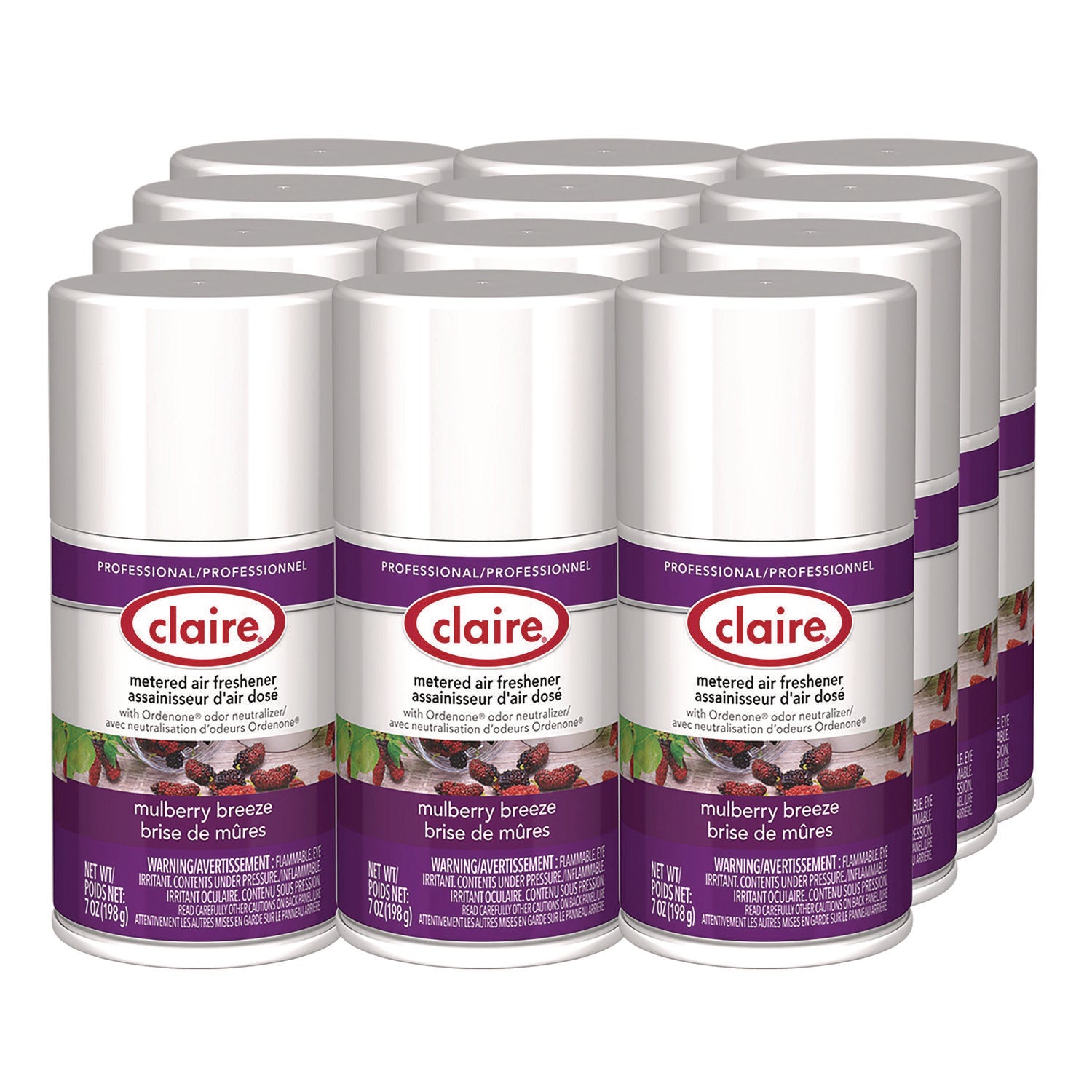 Metered Air Freshener, Mulberry Scent, 7 oz Aerosol Spray, 12/Carton