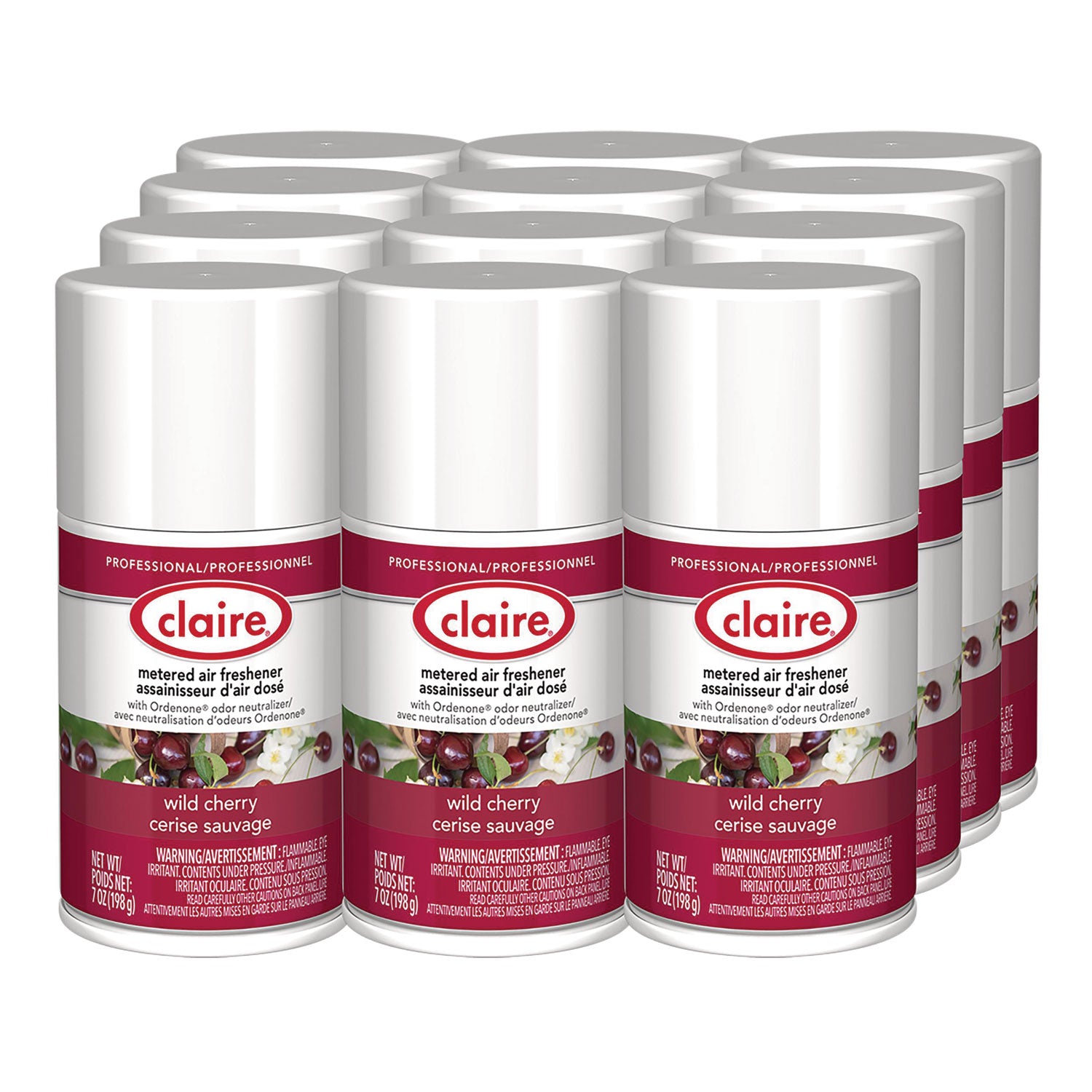 Metered Air Freshener, Cherry Scent, 7 oz Aerosol Spray, 12/Carton