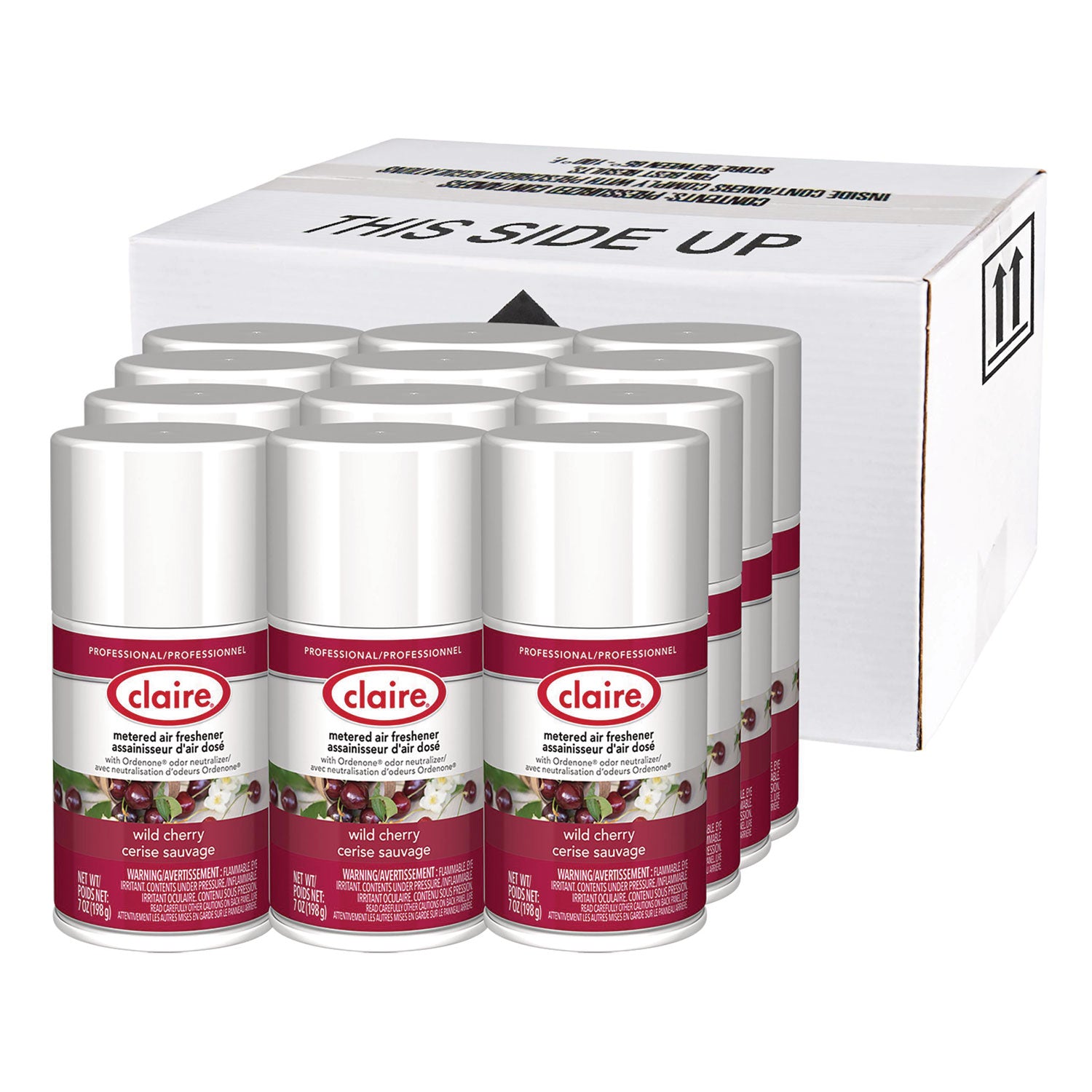Metered Air Freshener, Cherry Scent, 7 oz Aerosol Spray, 12/Carton