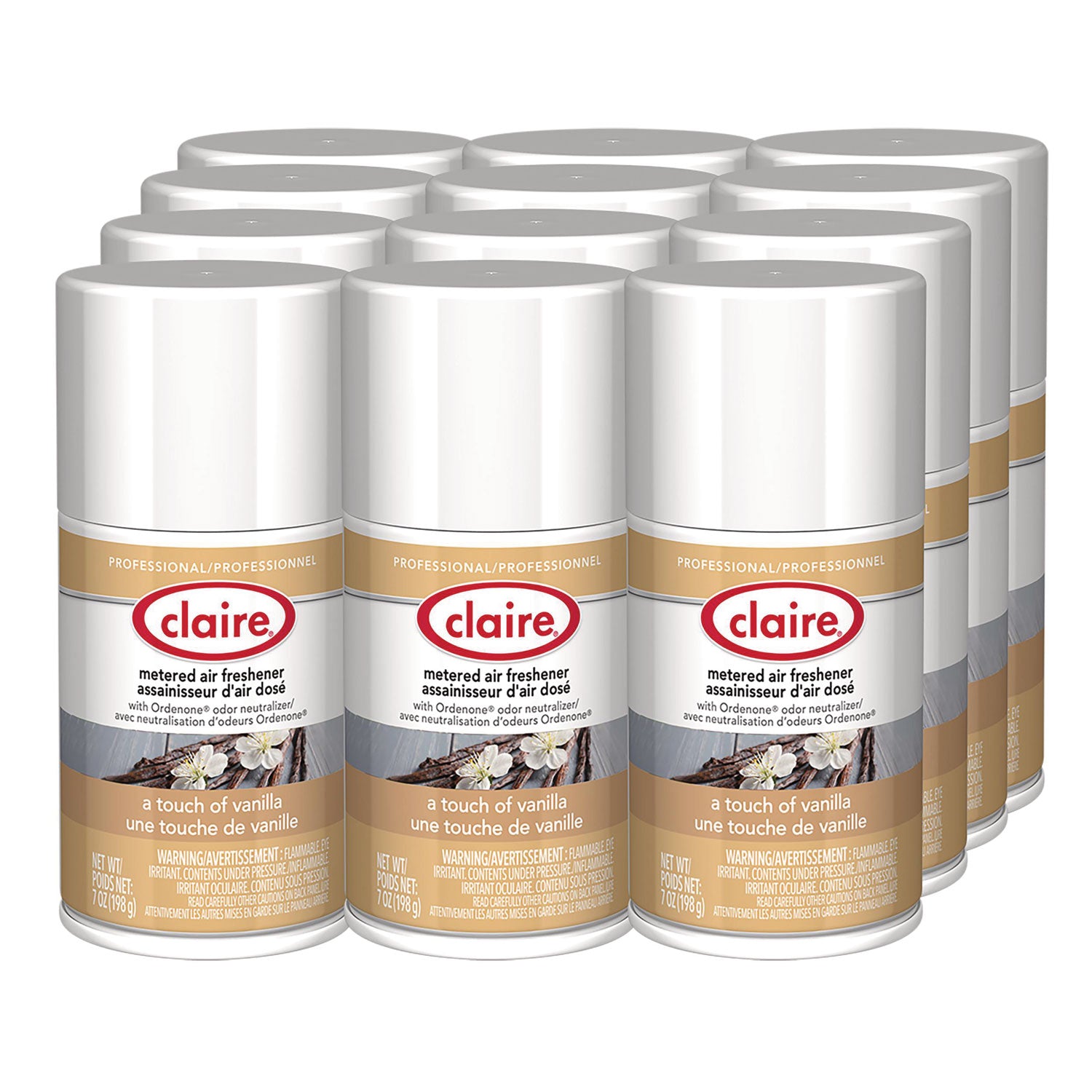 Metered Air Freshener, Vanilla Scent, 7 oz Aerosol Spary, 12/Carton