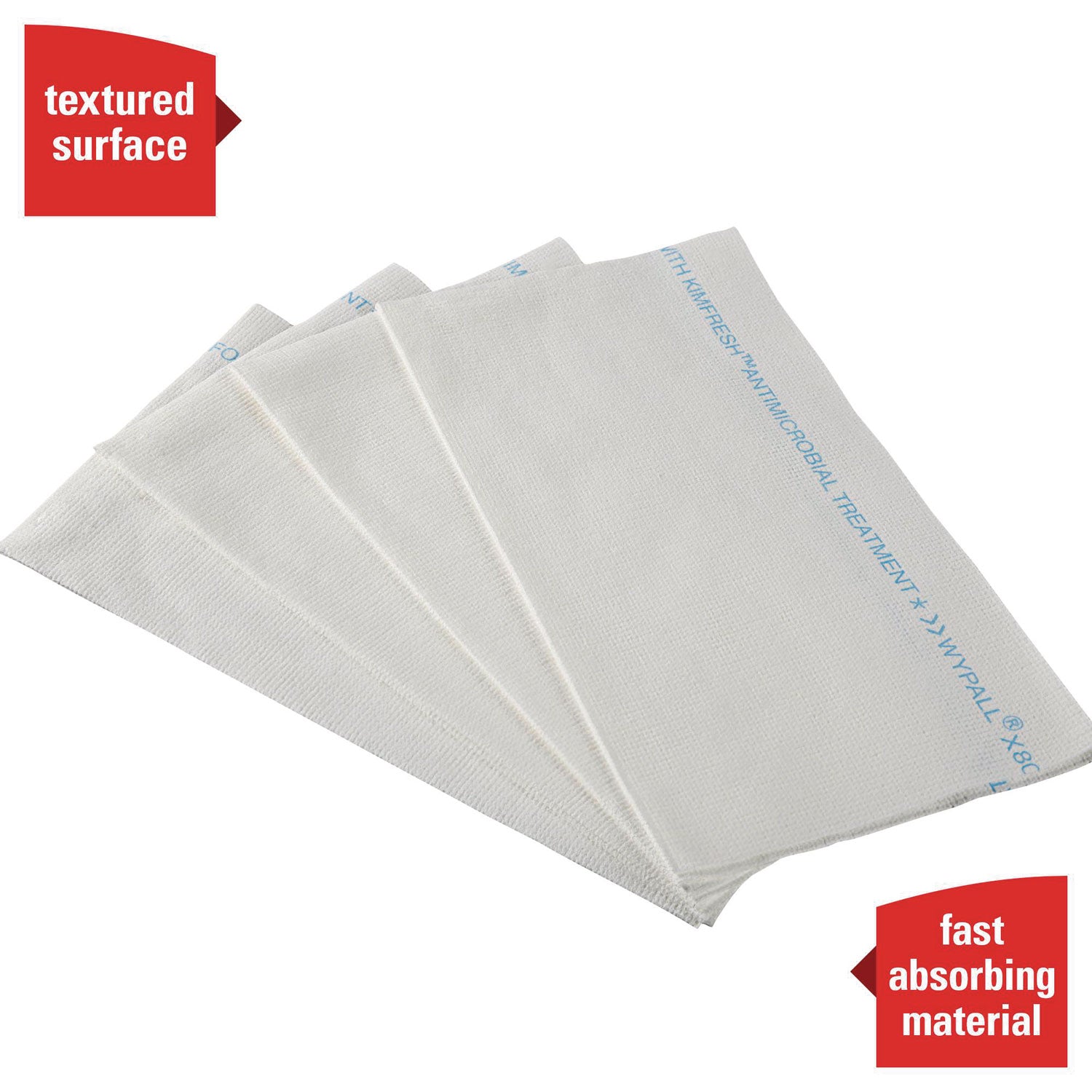 Wypall Critical Clean Foodservice Cloths, Quarter-fold, 12.50" x 23.50", White, Hydroknit, 1 Carton