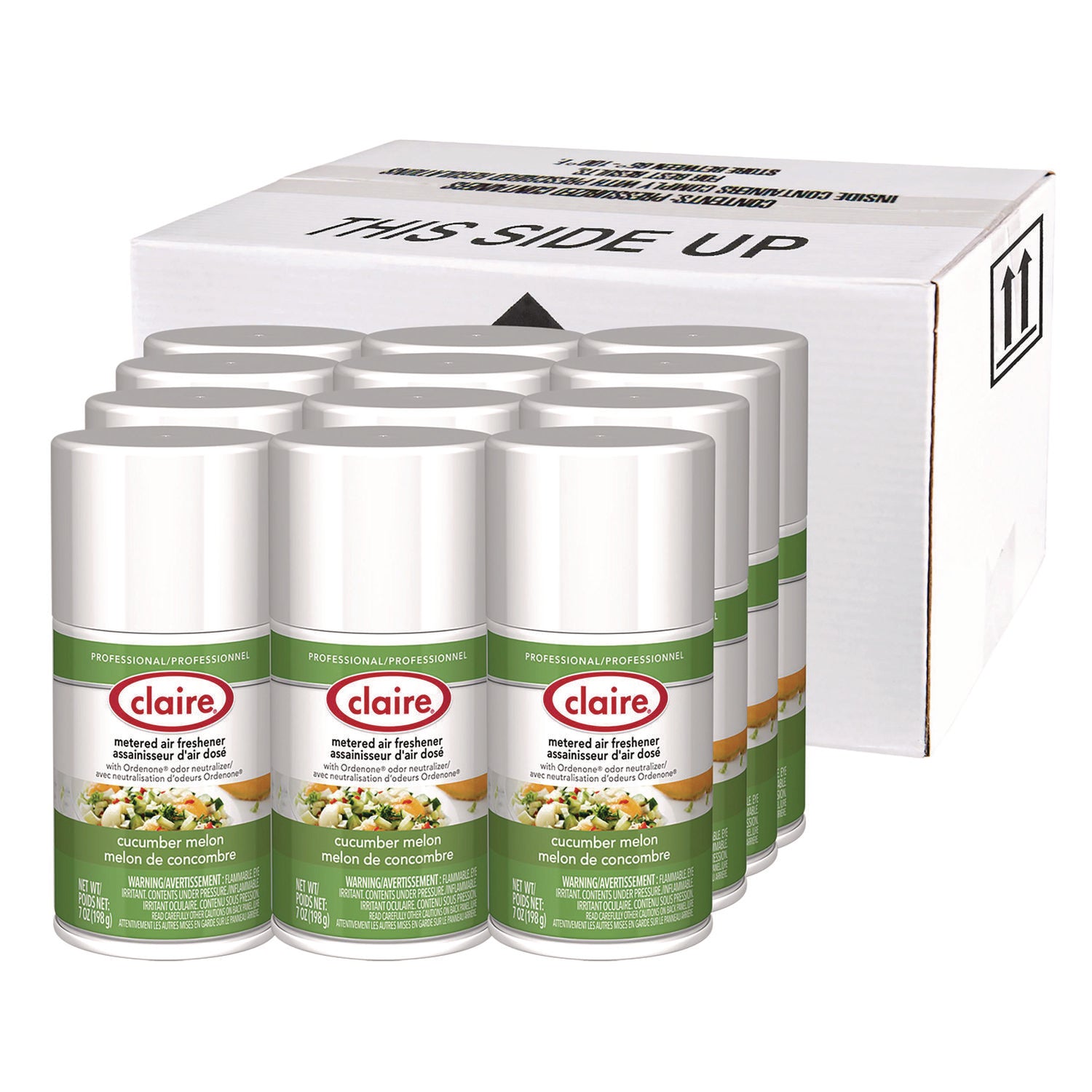 Metered Air Freshener, Cucumber Melon Scent, 7 oz Aerosol Spray, 12/Carton