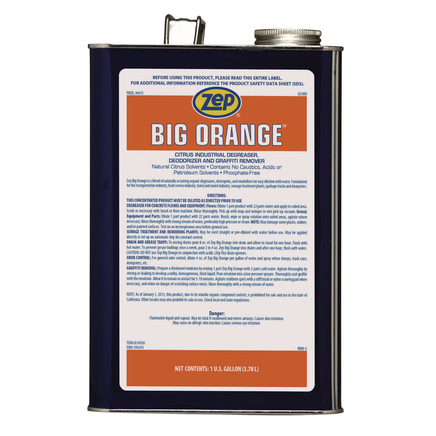 Big Orange, 1 gal Bottle, 4/Carton