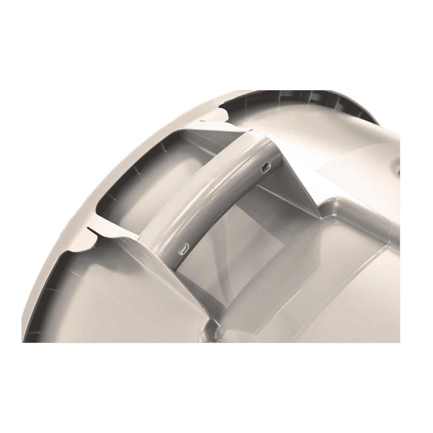 Vented Round Brute Container, 32 gal, Plastic, White