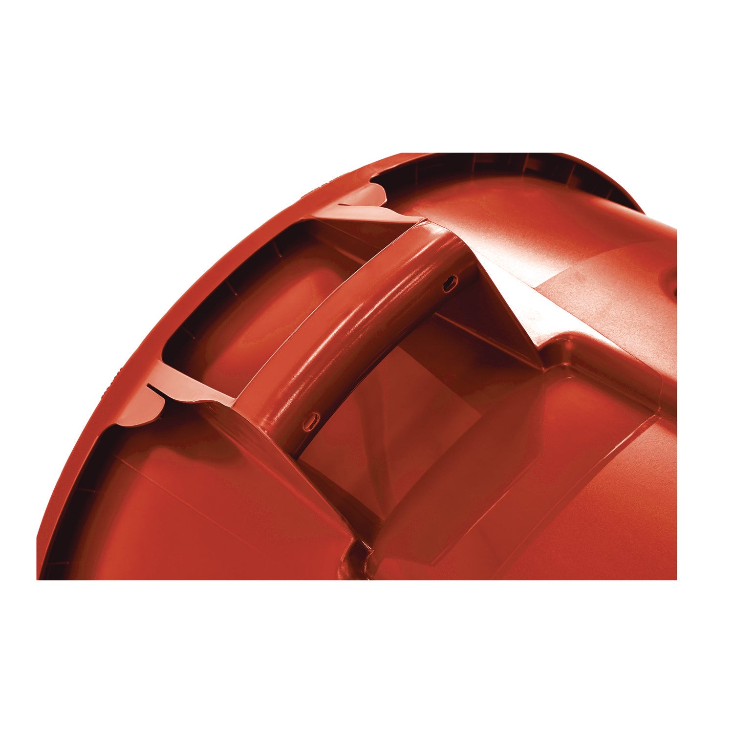Vented Round Brute Container, 55 gal, Plastic, Red, 3/Carton