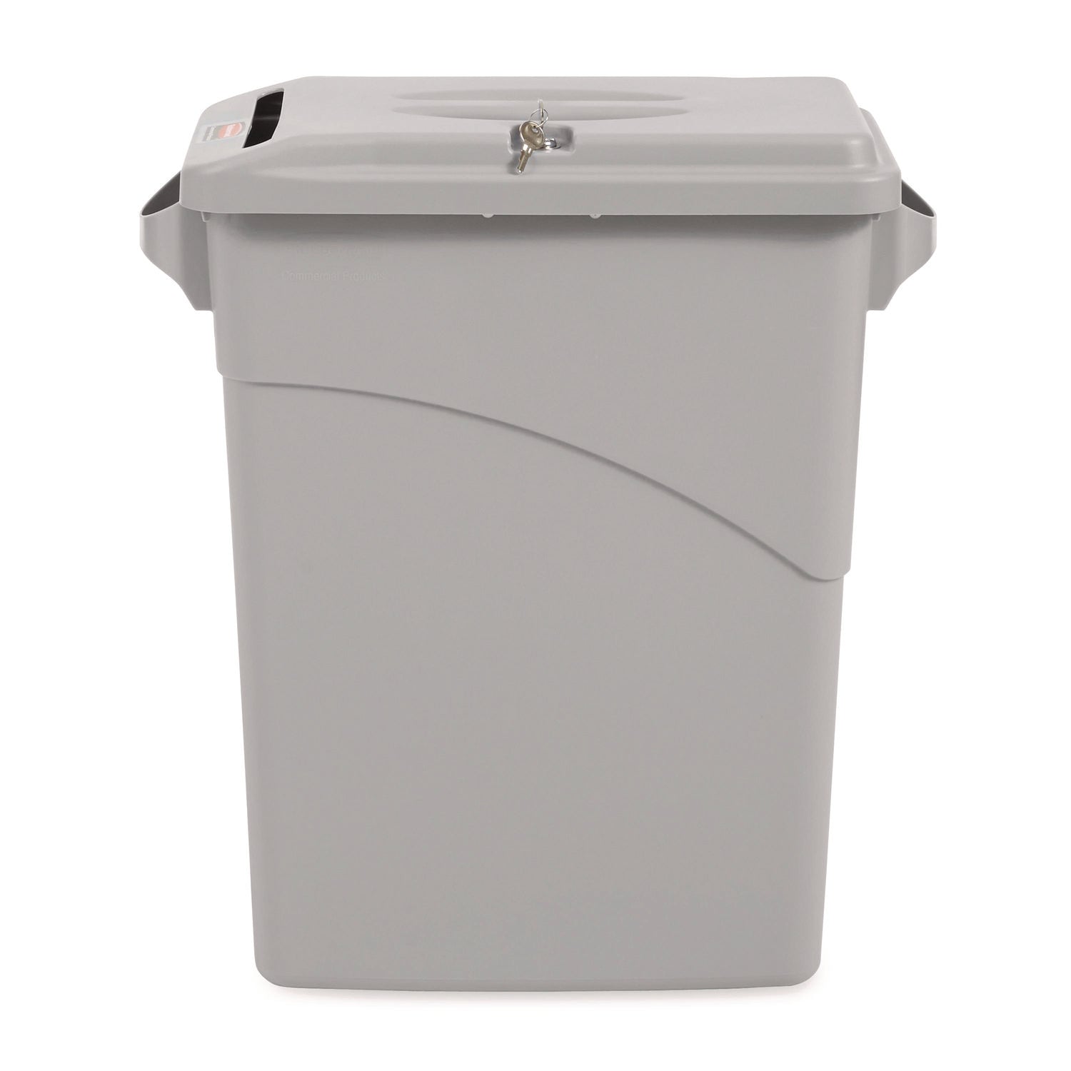 Rubbermaid Commercial Slim Jim Confidential Document Container w/Lid - 23 gal Capacity - Lid Locked - 30" Height x 10.6" Width x 20.1" Depth - Gray - 1 Each