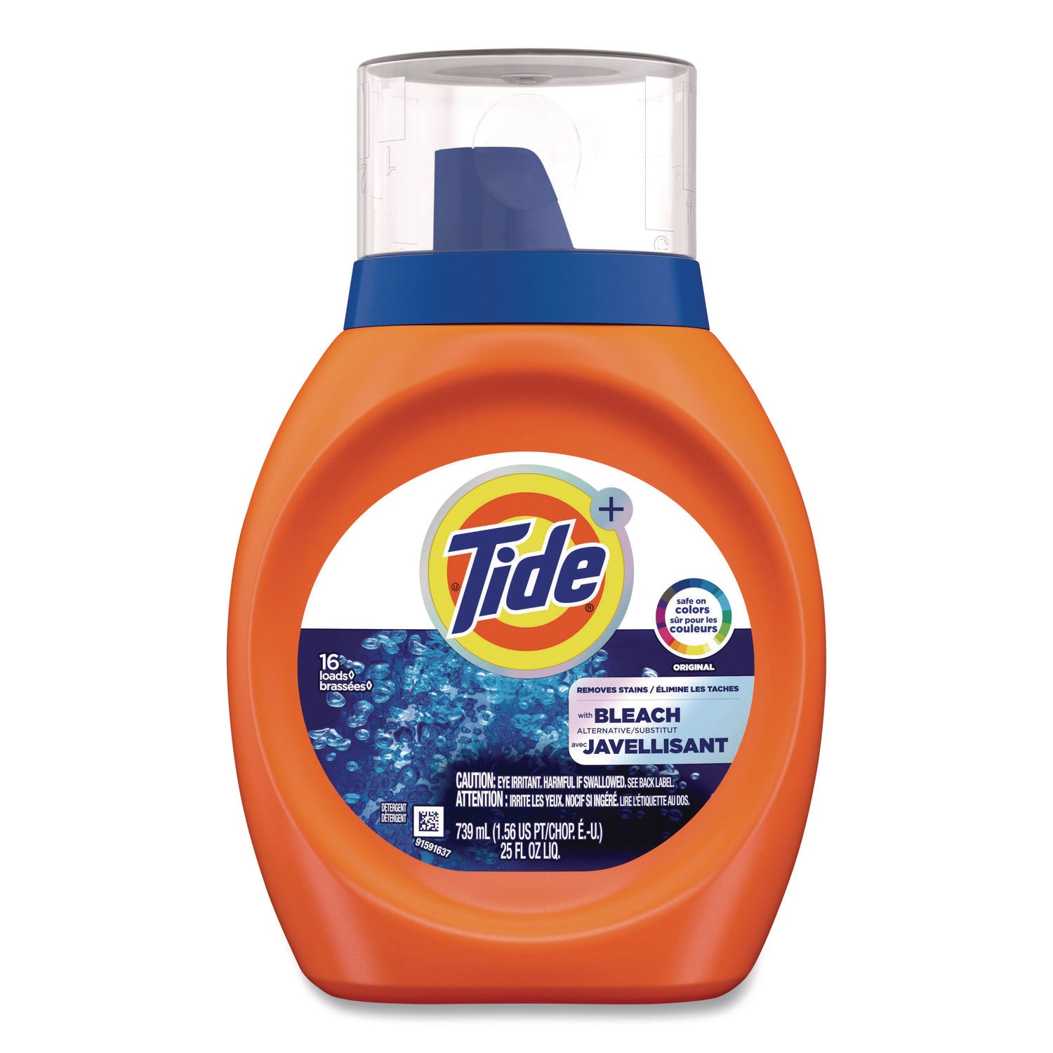 Plus Bleach Alternative Liquid Laundry Detergent, HE Compatible, 16 Loads, Original Scent, 25 oz Bottle, 6/Carton