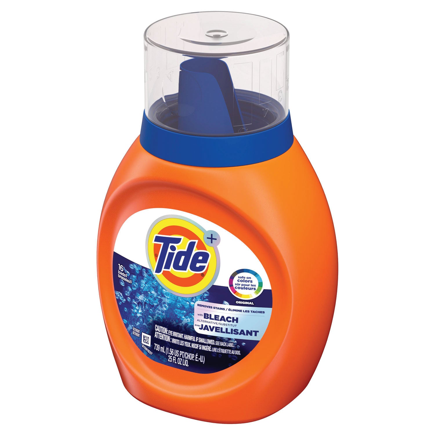Plus Bleach Alternative Liquid Laundry Detergent, HE Compatible, 16 Loads, Original Scent, 25 oz Bottle, 6/Carton