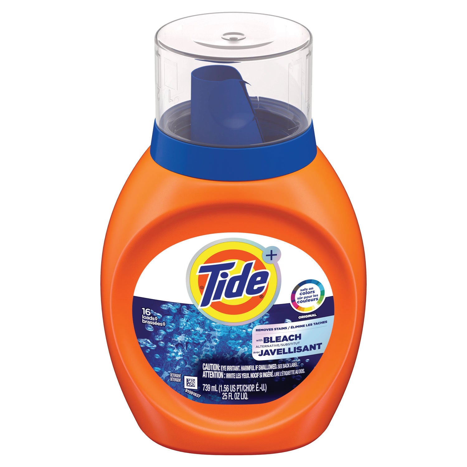 Plus Bleach Alternative Liquid Laundry Detergent, HE Compatible, 16 Loads, Original Scent, 25 oz Bottle, 6/Carton