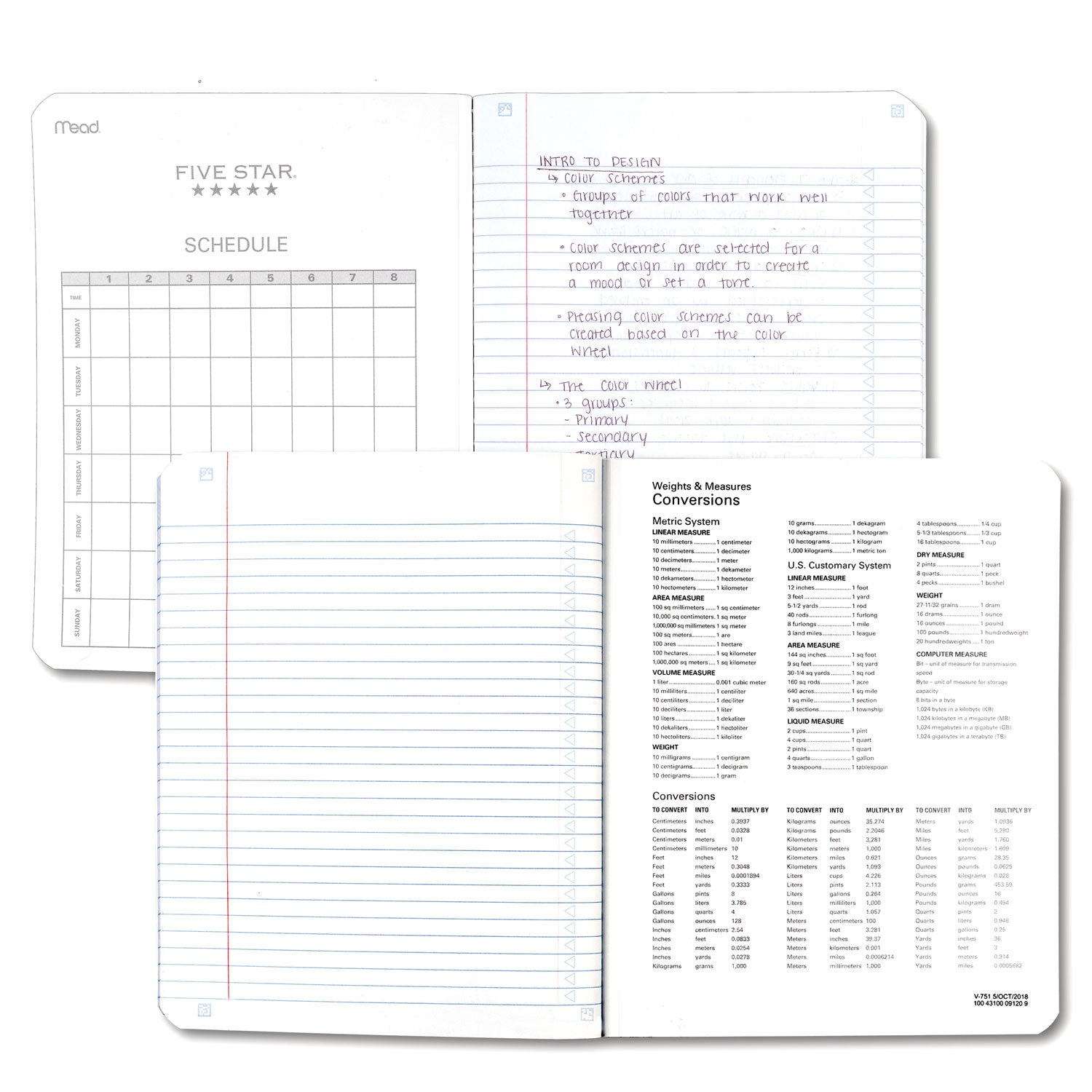 Mead College-Ruled Composition Book, 80 Sheets, 9 3/4" x 7 1/2", Sewn Binding, Assorted Plastic Cover, 1 Each