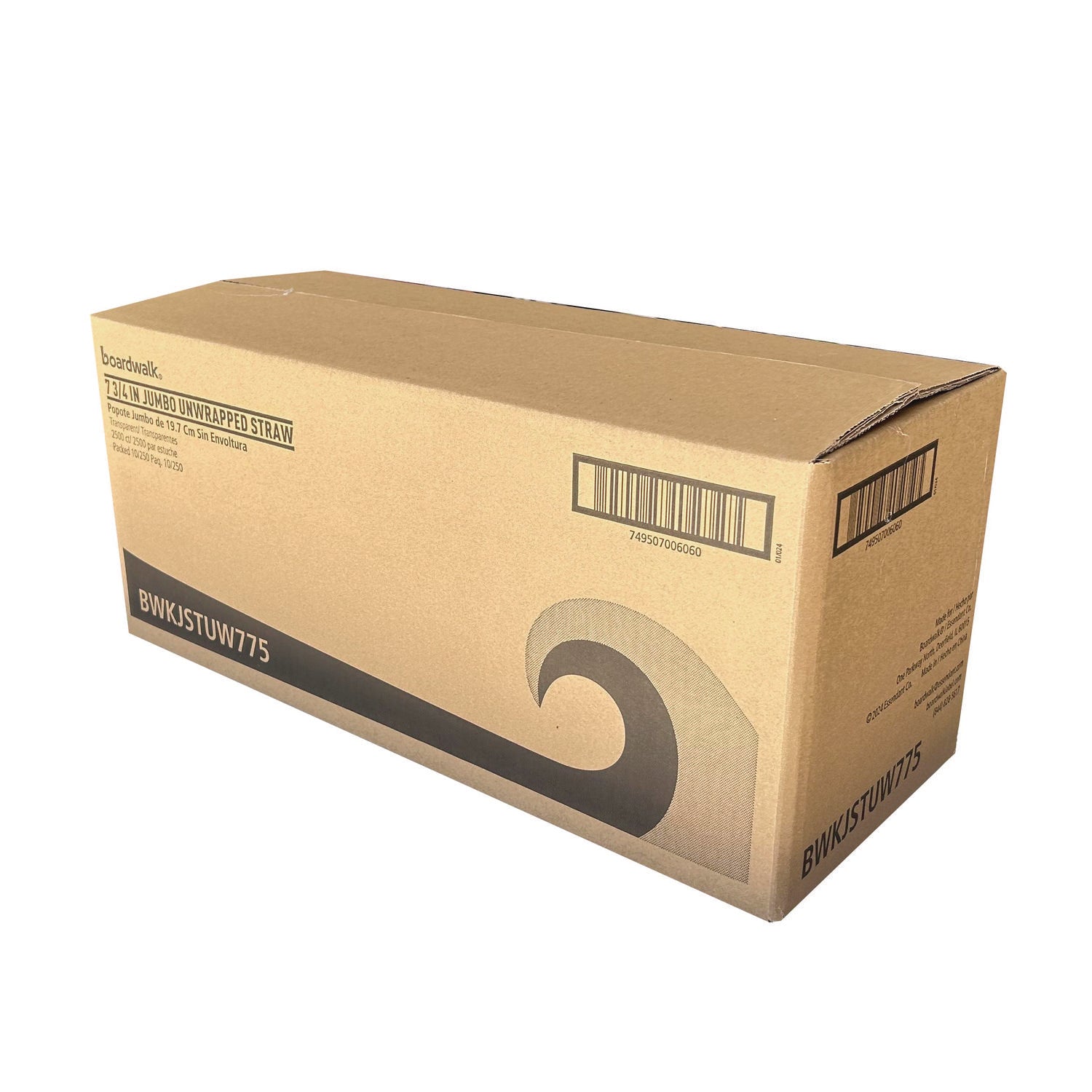 Jumbo Straws, 7.75", Polypropylene, Clear, 2,500/Carton
