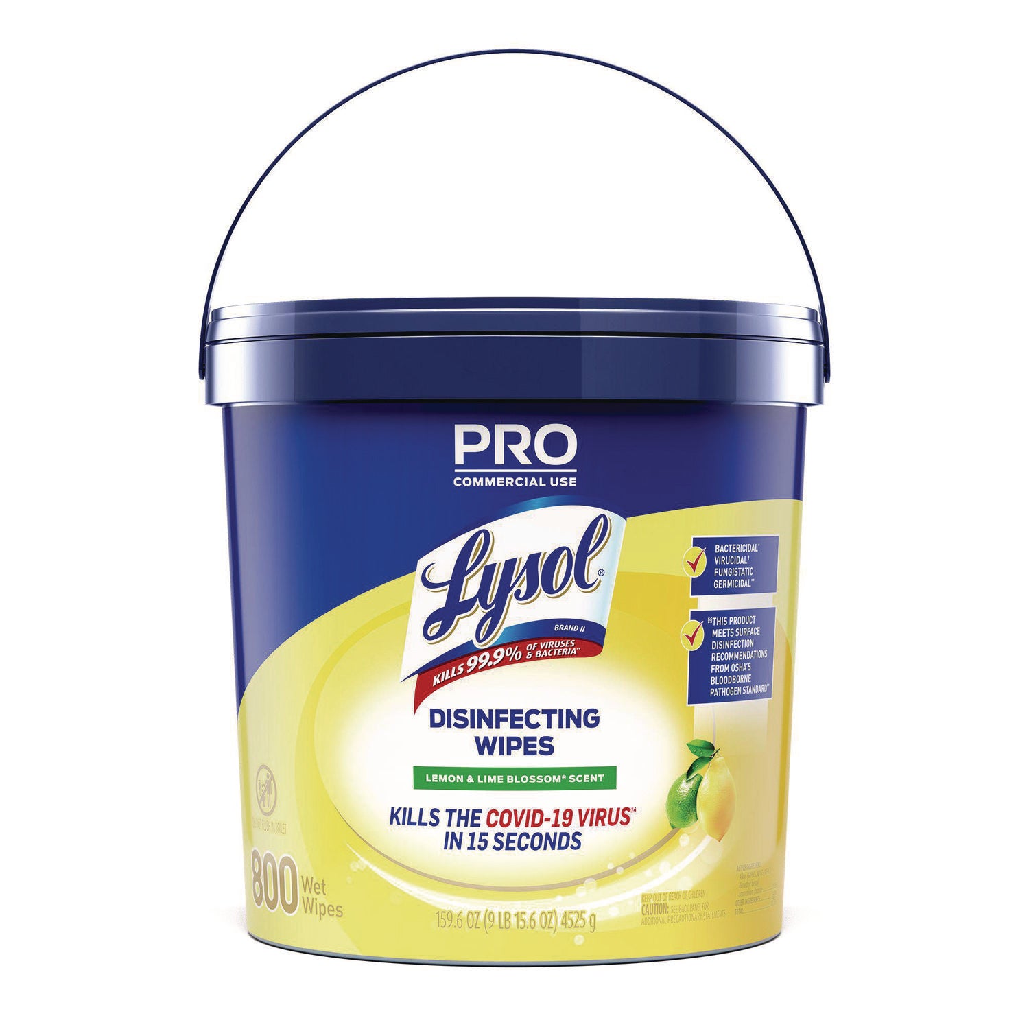 Lysol Disinfecting Wipe Bucket, Lemon & Lime Blossom Scent, Pre-moistened, White, 800 Wipes per Bucket, 2 Buckets per Carton