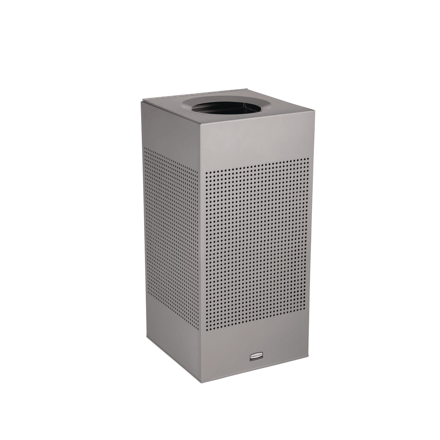 designer line silhouettes waste receptacle, 16 gal, steel, silver metallic