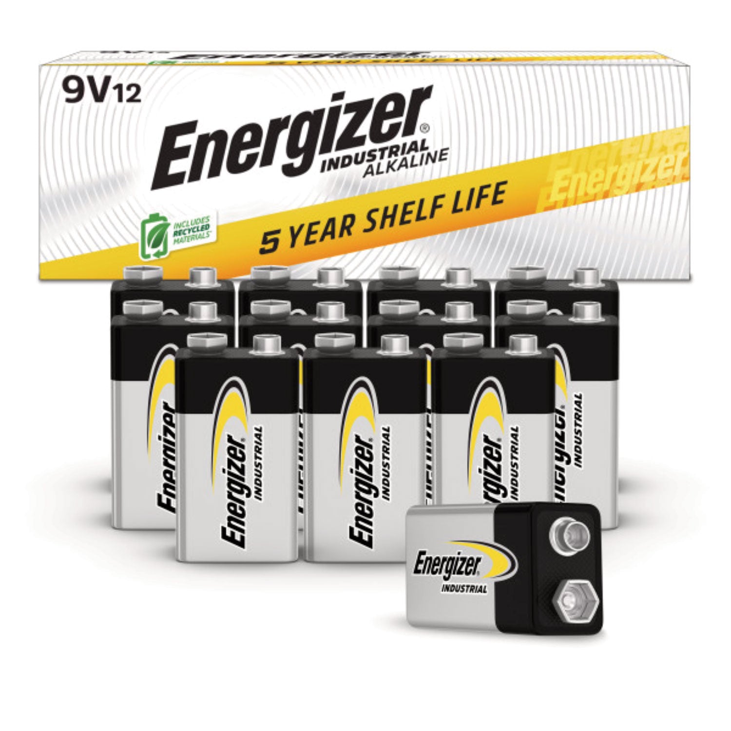 Energizer Industrial Battery - For Gas Detector, Smoke Detector, Stud Finder - 9V - 9 V - 12 / Box