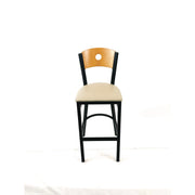 Circle Series Barstool, Supports Up to 300 lb, 28.5" Seat Height, Taupe Seat, Natural Back, Black Base