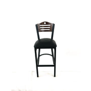 Eagle Series Barstool, Supports Up to 300 lb, 28.5" Seat Height, Black Seat, Dark Walnut Back, Black Base