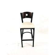 Circle Series Barstool, Supports Up to 300 lb, 28.5" Seat Height, Cream Seat, Dark Walnut Back, Black Base