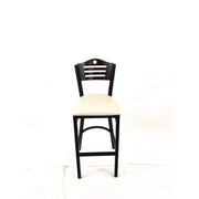 Eagle Series Barstool, Supports Up to 300 lb, 28.5" Seat Height, Cream Seat, Dark Walnut Back, Black Base