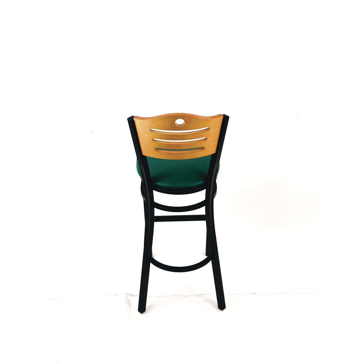 Eagle Series Barstool, Supports Up to 300 lb, 28.5" Seat Height, Green Seat, Natural Back, Black Base