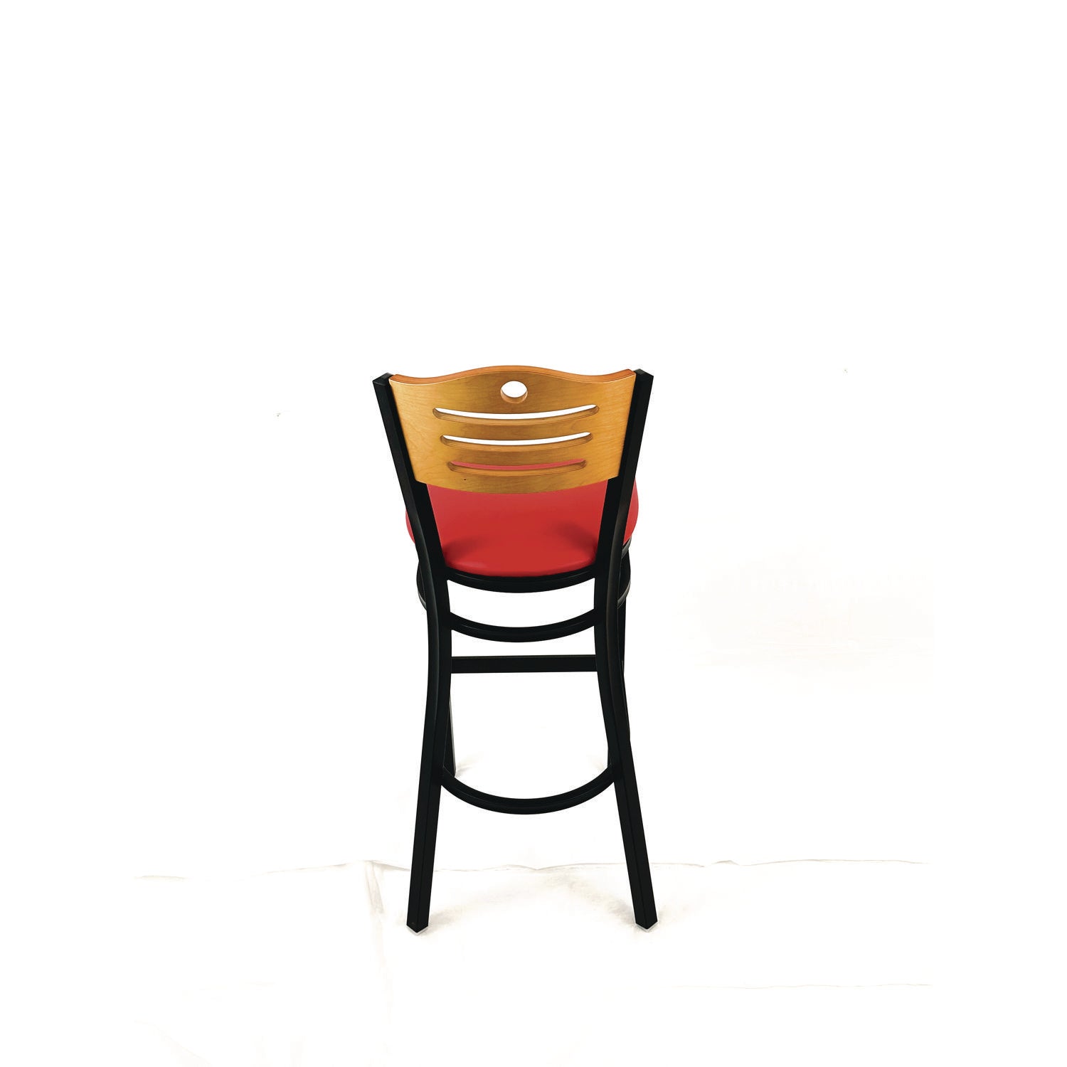 Eagle Series Barstool, Supports Up to 300 lb, 28.5" Seat Height, Red Seat, Natural Back, Black Base