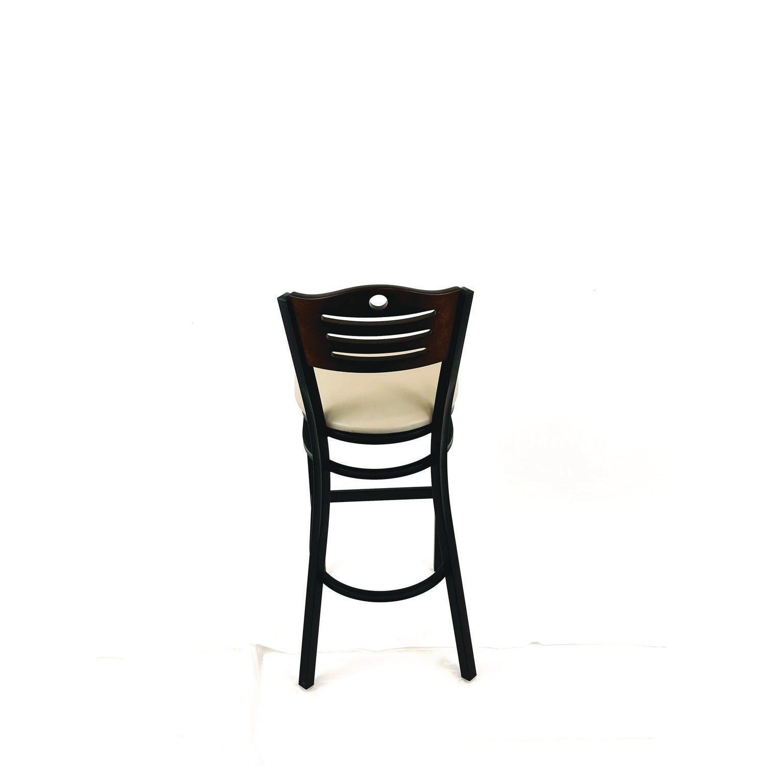 Eagle Series Barstool, Supports Up to 300 lb, 28.5" Seat Height, Taupe Seat, Dark Walnut Back, Black Base