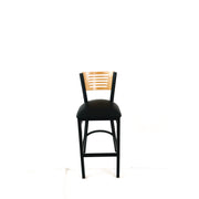 Jones River Series Barstool, Supports Up to 300 lb, 28.5" Seat Height, Black Seat, Natural Back, Black Base